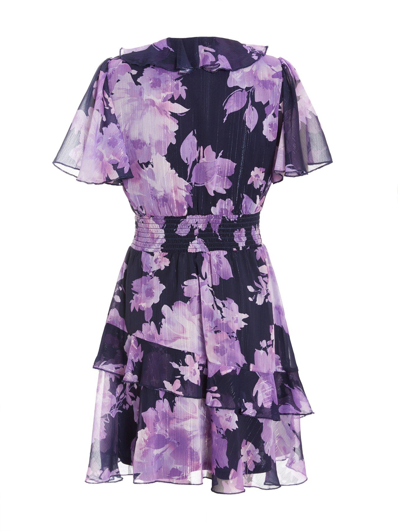 Quiz Navy Wrap Frill Mini Skater Dress | Very