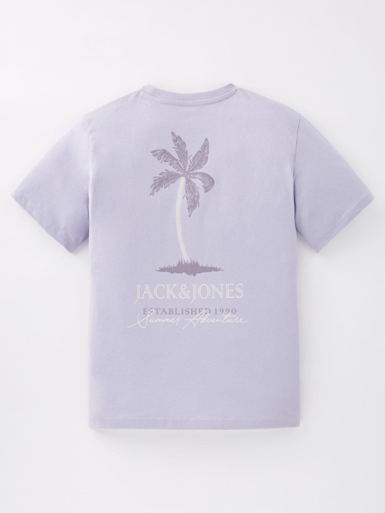 Jack & Jones Junior Boys Summer Vibes Back Print Short Sleeve Tshirt - Lilac