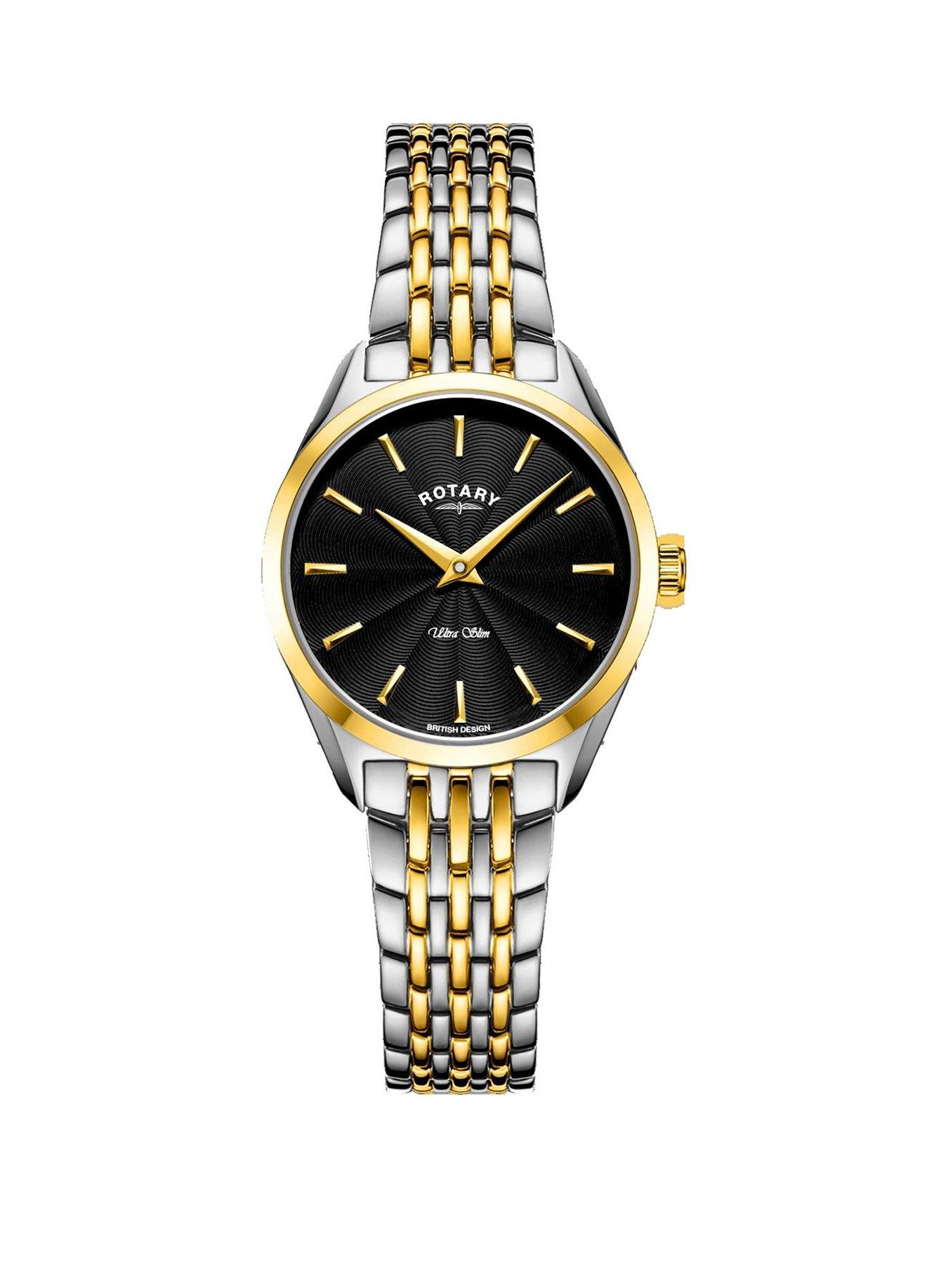 Rotary Two Tone Ultra Slim Dress Watch - Black