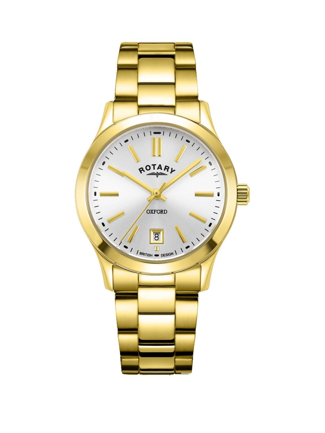 Product photograph of Rotary Gold Plated Oxford Contemporary Bracelet Watch from very.co.uk