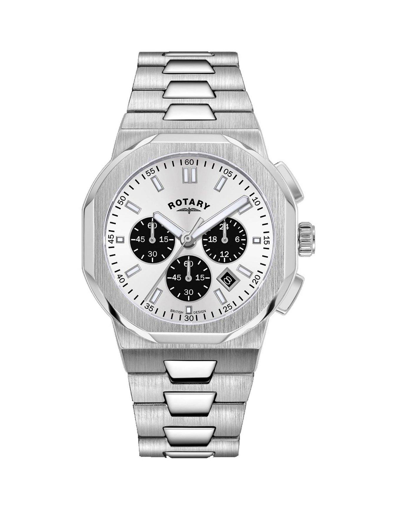 Product photograph of Rotary Stainless Steel Regent Sport Chronograph Watch from very.co.uk