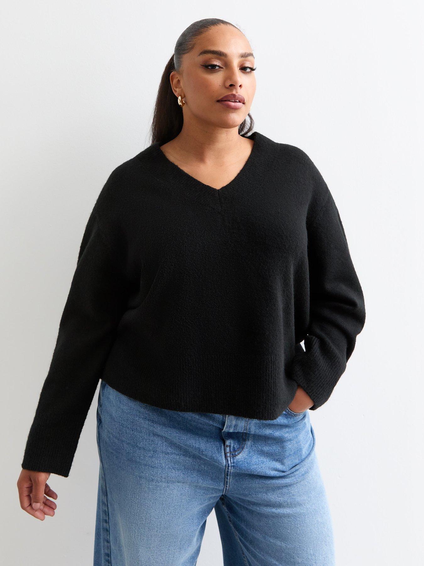 undefined Curve V-Neck Jumper - Black