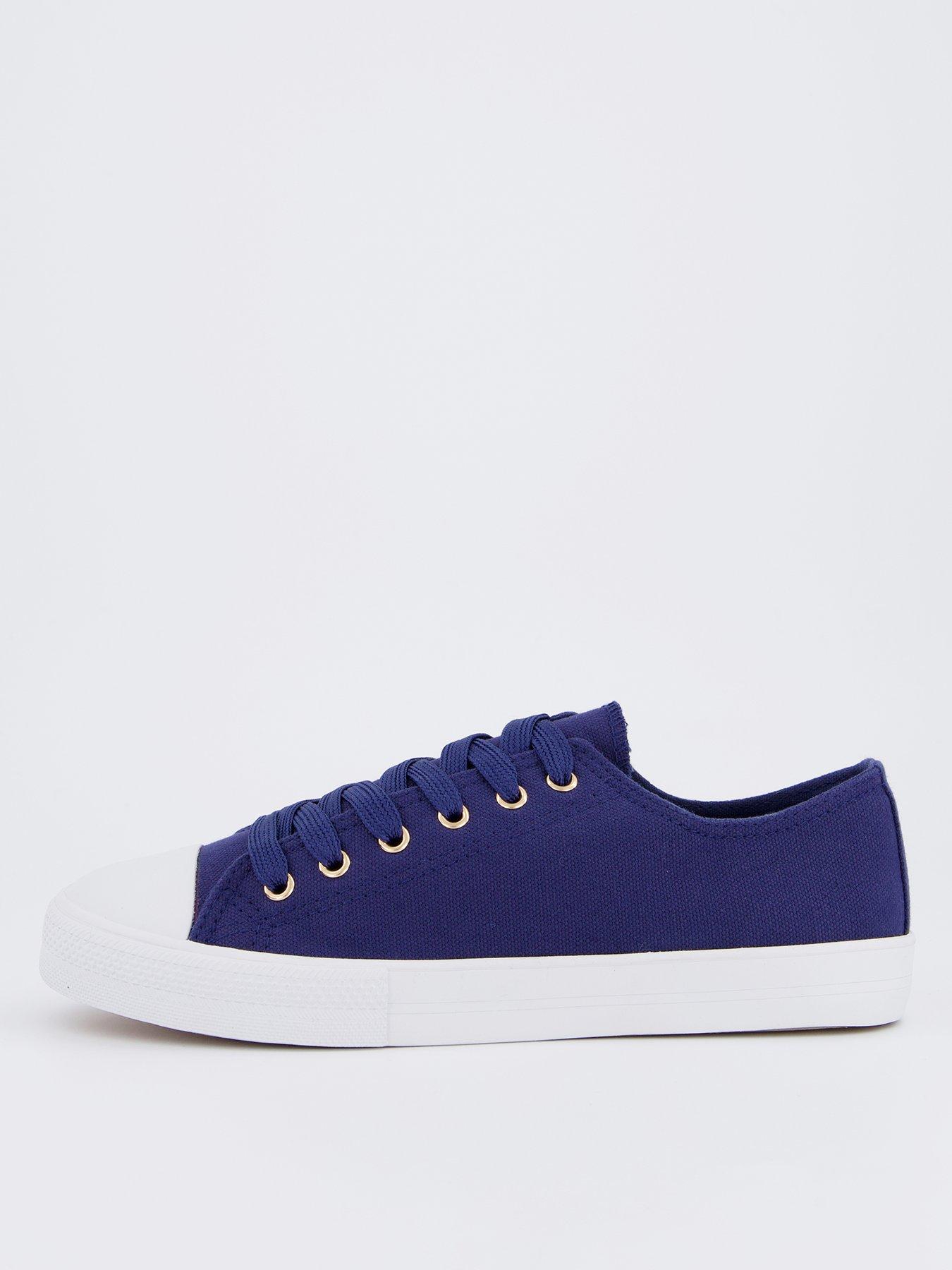 undefined Wide Fit Canvas Lace Up Trainer - Navy