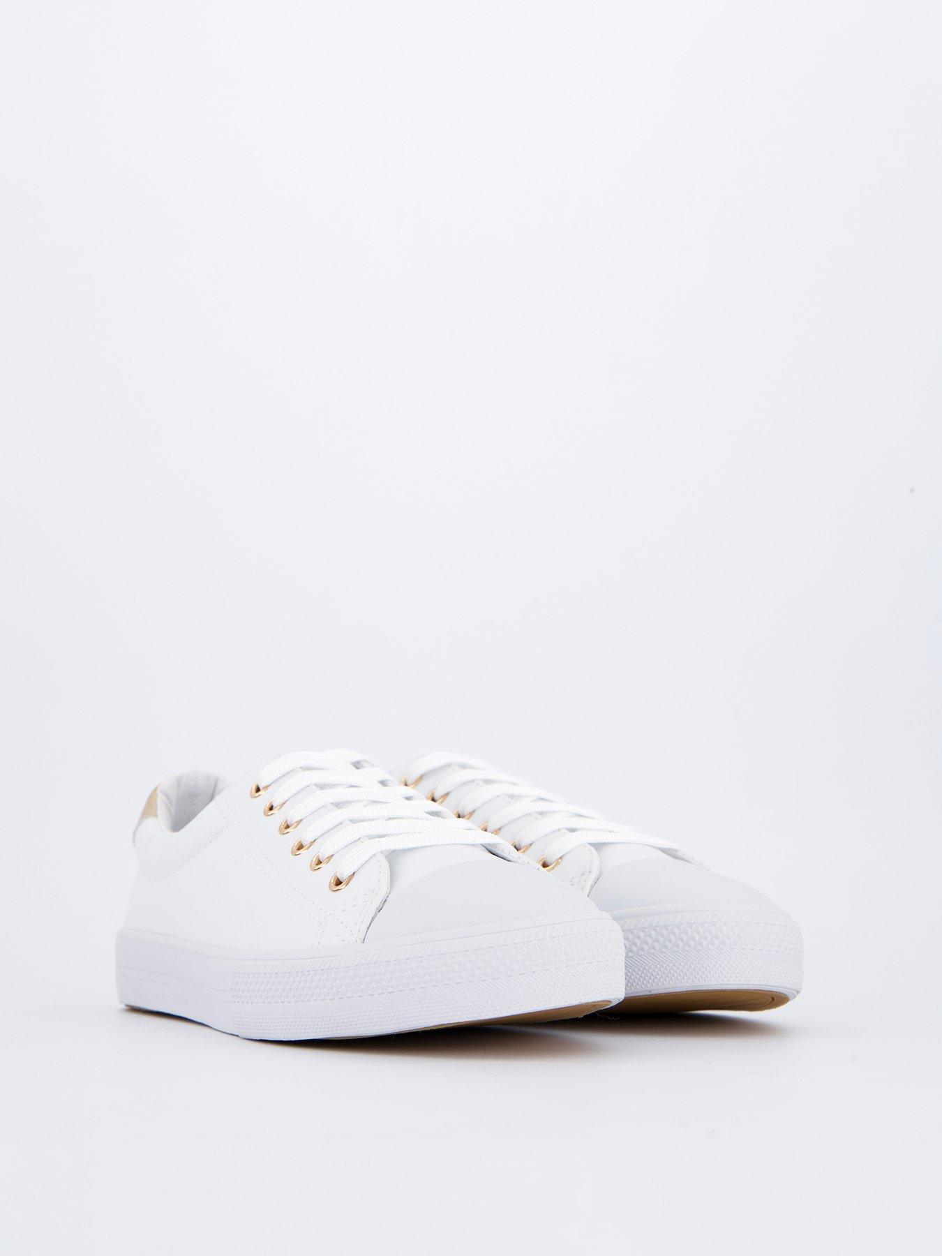 Everyday Extra Wide Fit Faux Leather Lace Up Trainer White Very