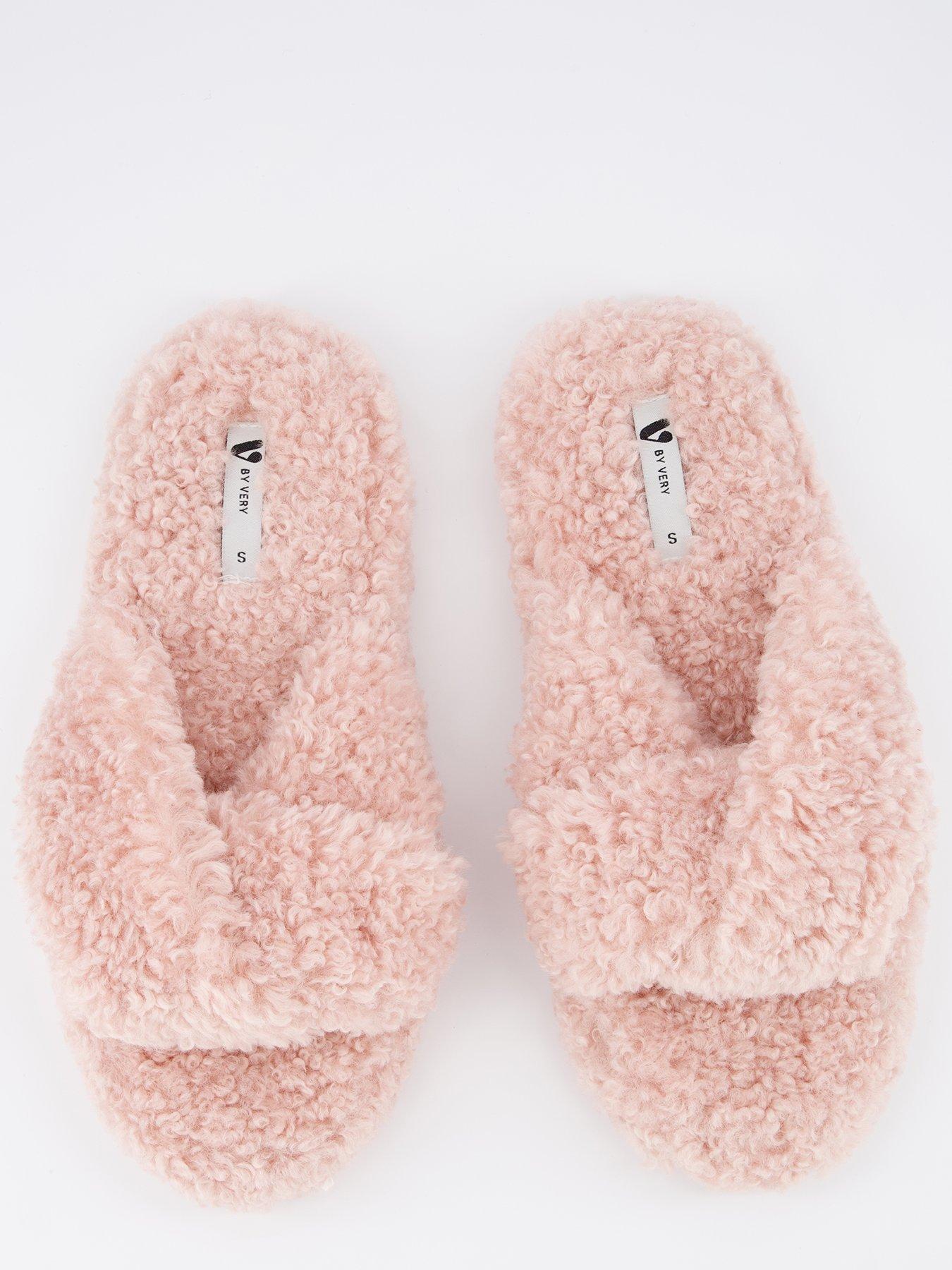 Image 3 of 6 of Everyday Cross Strap Borg Slider Slipper - Pink