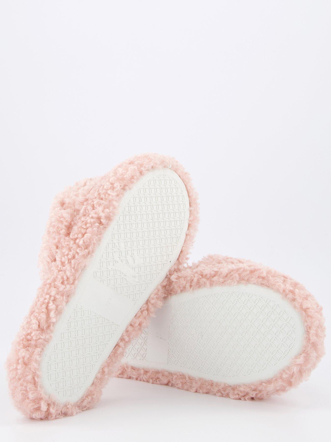 Image 4 of 6 of Everyday Cross Strap Borg Slider Slipper - Pink