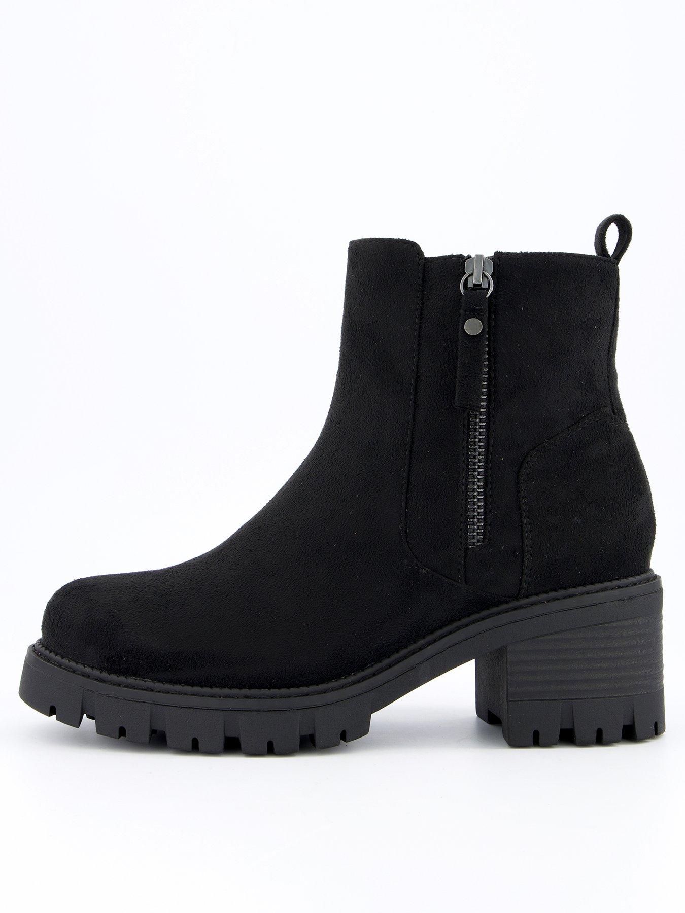 undefined Extra Wide Fit Block Heel Ankle Boot - Black