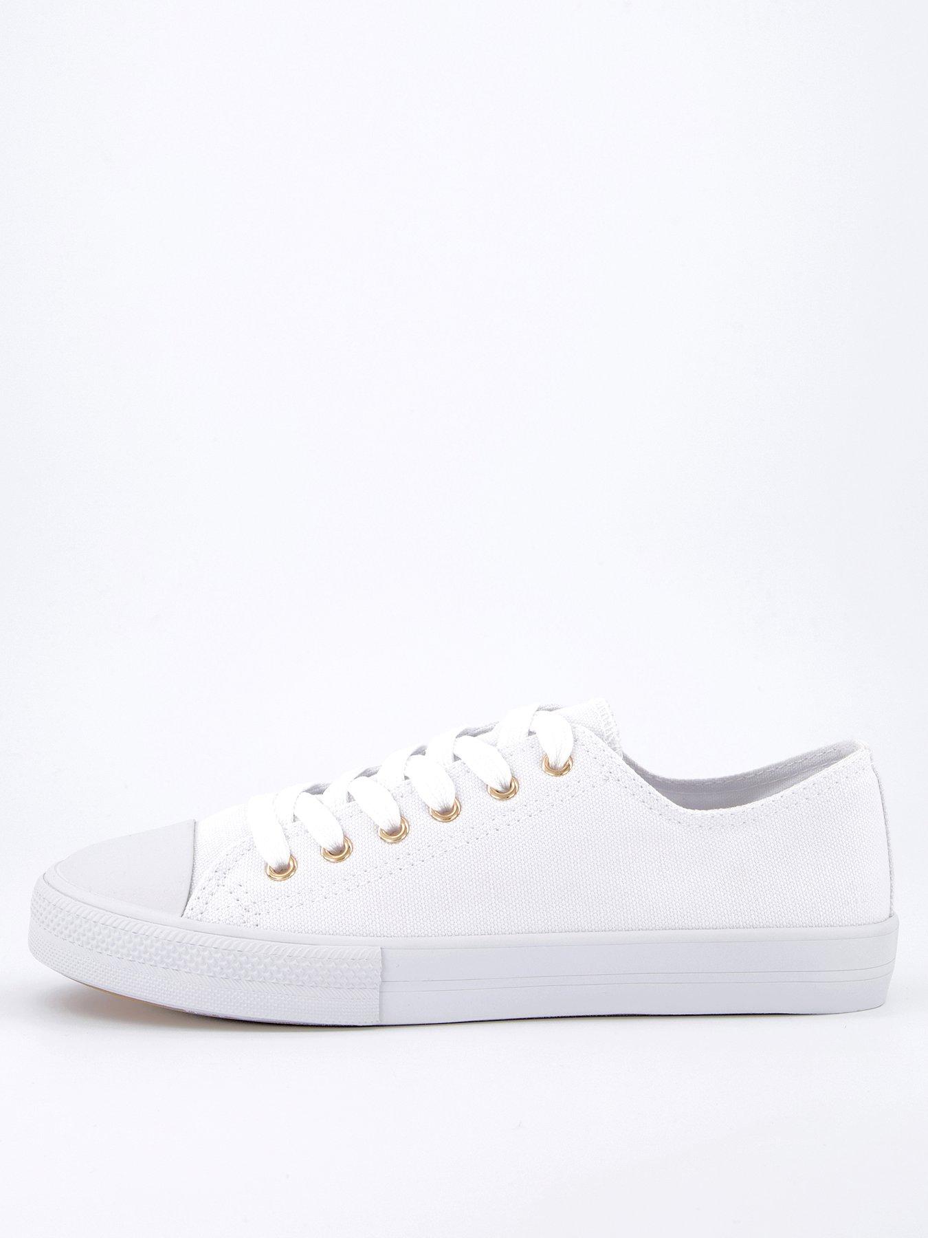 undefined Extra Wide Fit Canvas Lace Up Trainer - White