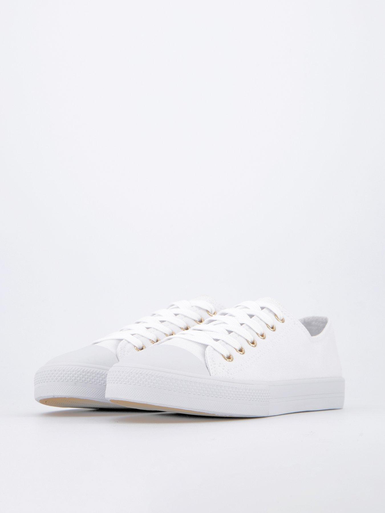 Image 6 of 7 of Everyday Extra Wide Fit Canvas Lace Up Trainer - White