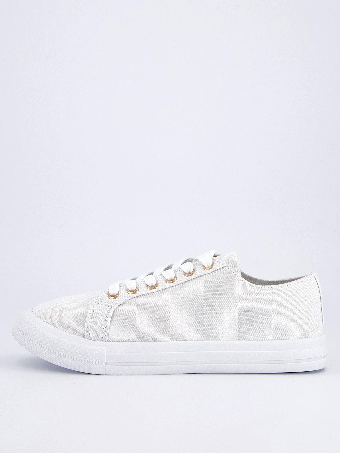 undefined Standard Fit Canvas Lace Up Trainer - White