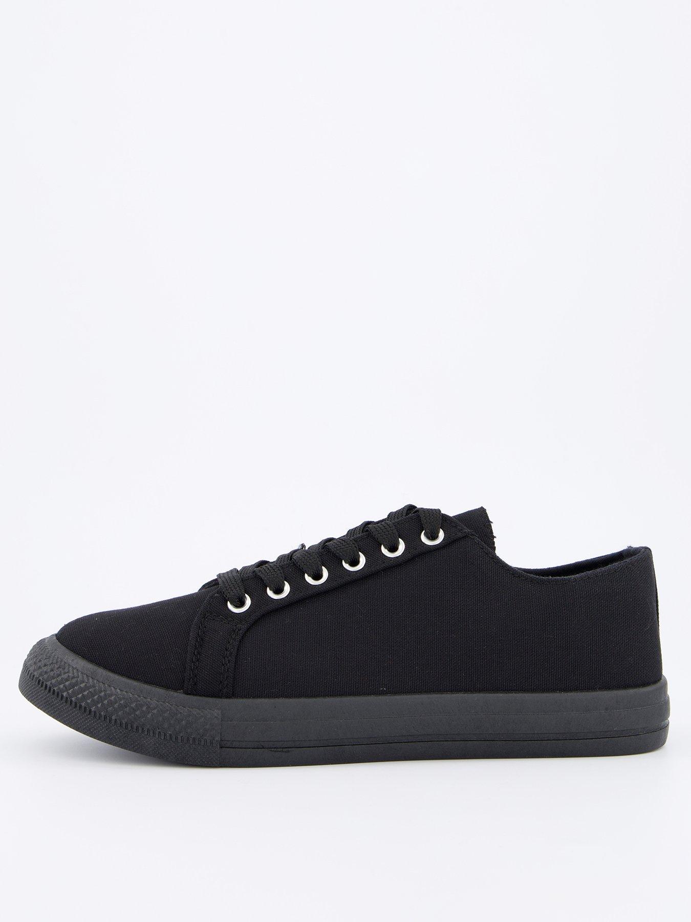 Image 1 of 7 of Everyday Standard Fit Canvas Lace Up Trainer - Black