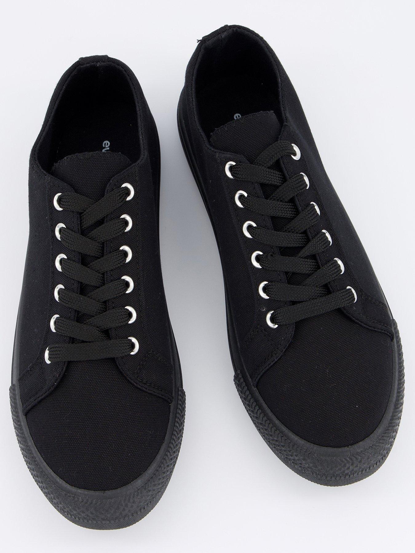 Image 3 of 7 of Everyday Standard Fit Canvas Lace Up Trainer - Black
