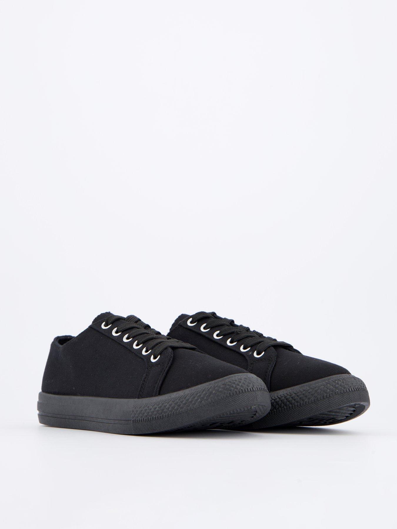 Image 6 of 7 of Everyday Standard Fit Canvas Lace Up Trainer - Black