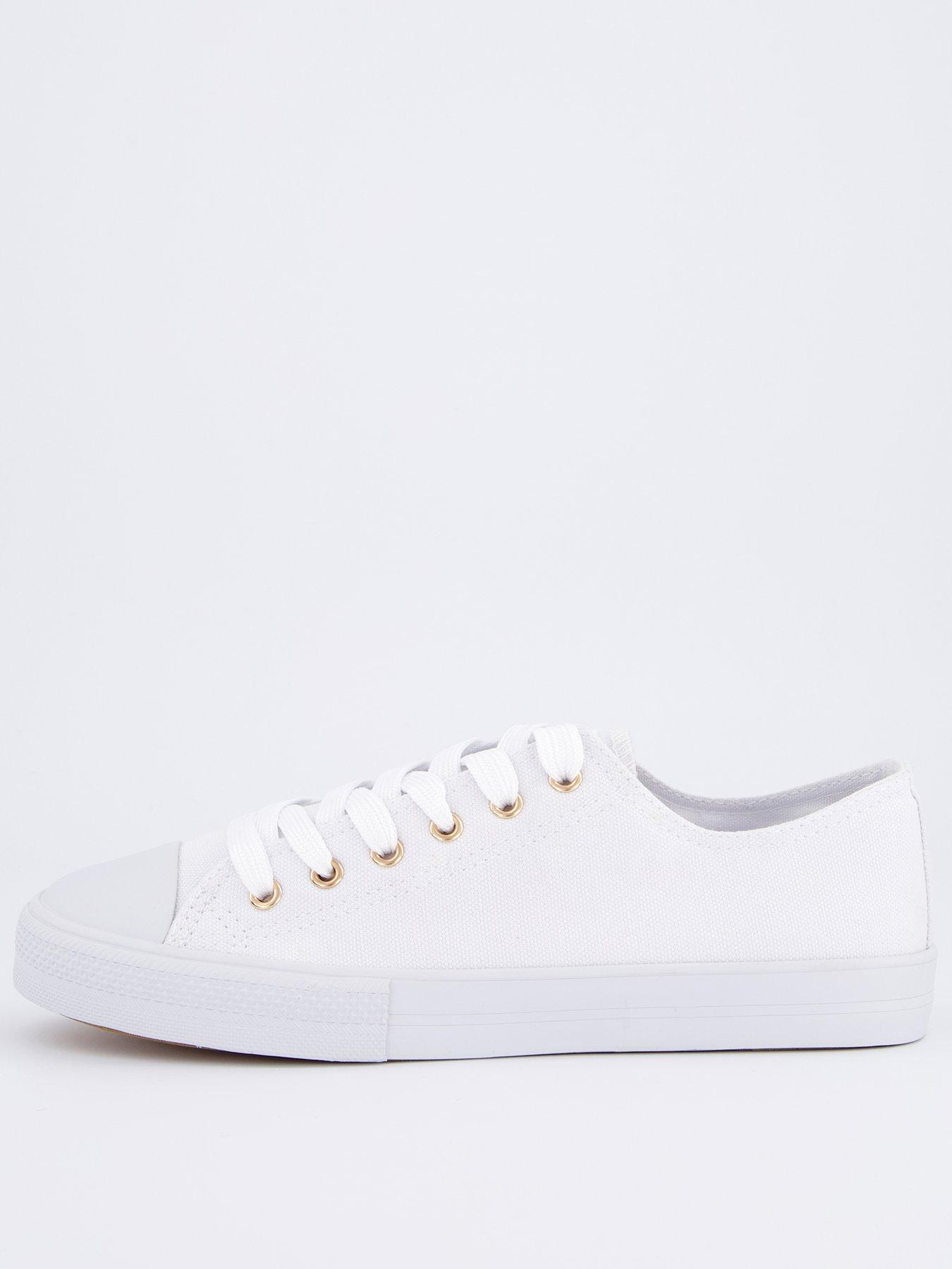 undefined Wide Fit Canvas Lace Up Trainers - White