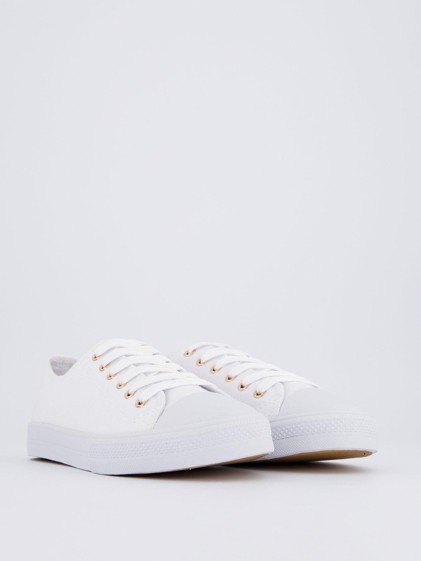 Everyday Wide Fit Canvas Lace Up Trainers White Very