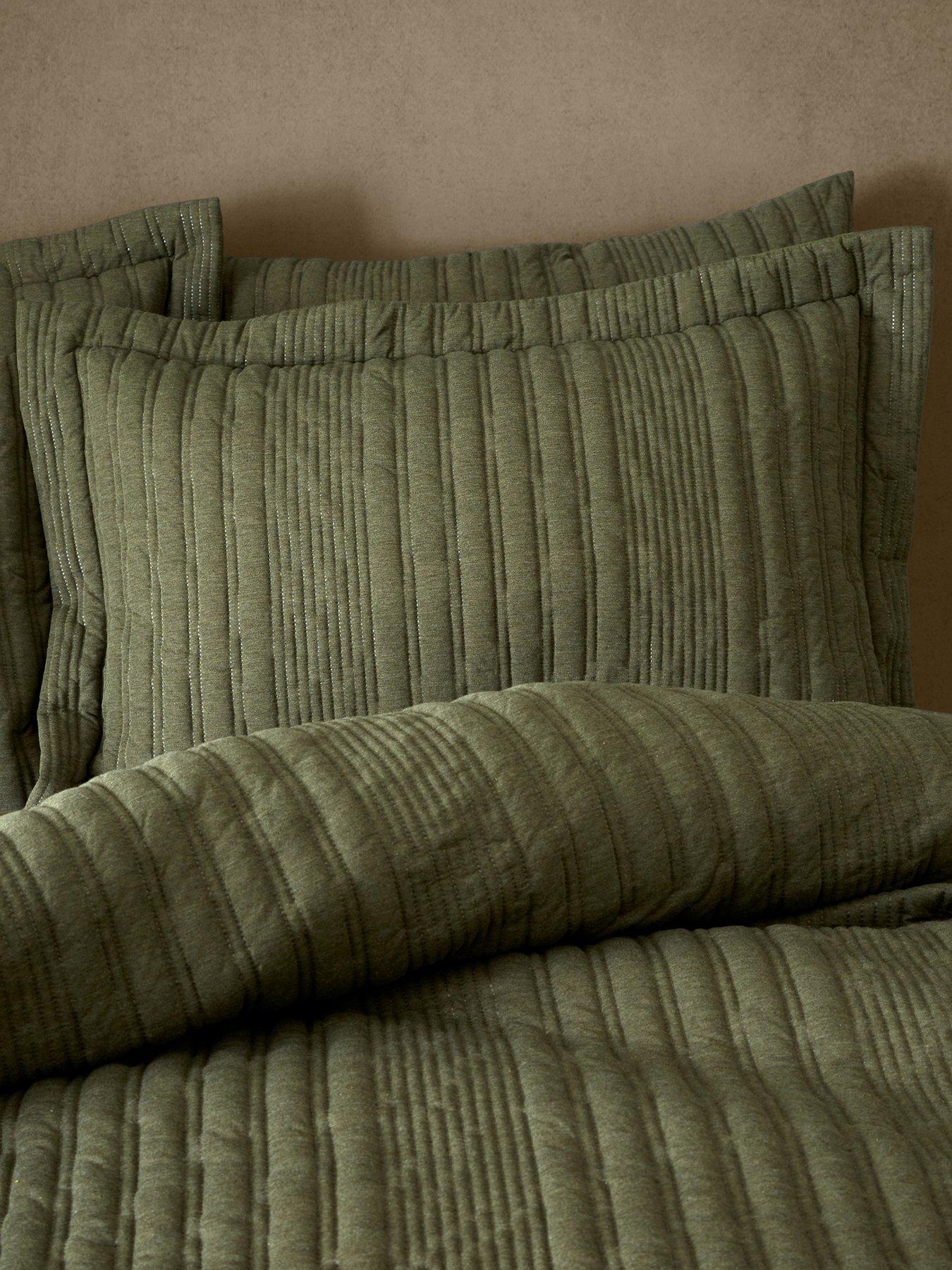 undefined Tamba Jersey Stripe Olive Oxford Pillowcase Pair