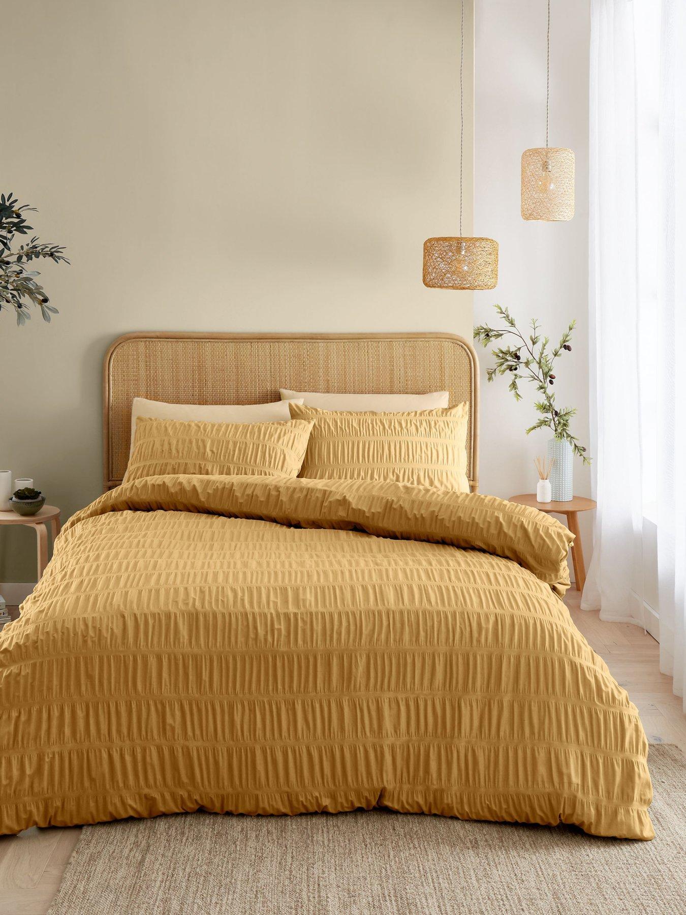 Product photograph of Catherine Lansfield Seersucker Caramel Duvet Set- Single from very.co.uk