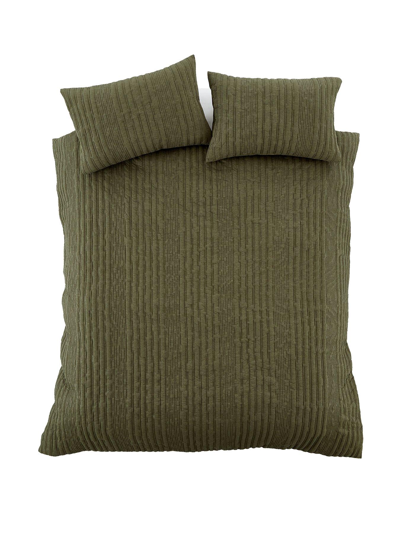 Image 2 of 5 of Pineapple Elephant Tamba Jersey Stripe Duvet Cover Set - Olive
