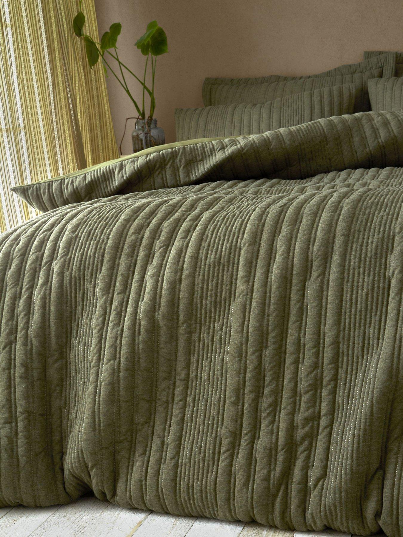 Image 4 of 5 of Pineapple Elephant Tamba Jersey Stripe Duvet Cover Set - Olive