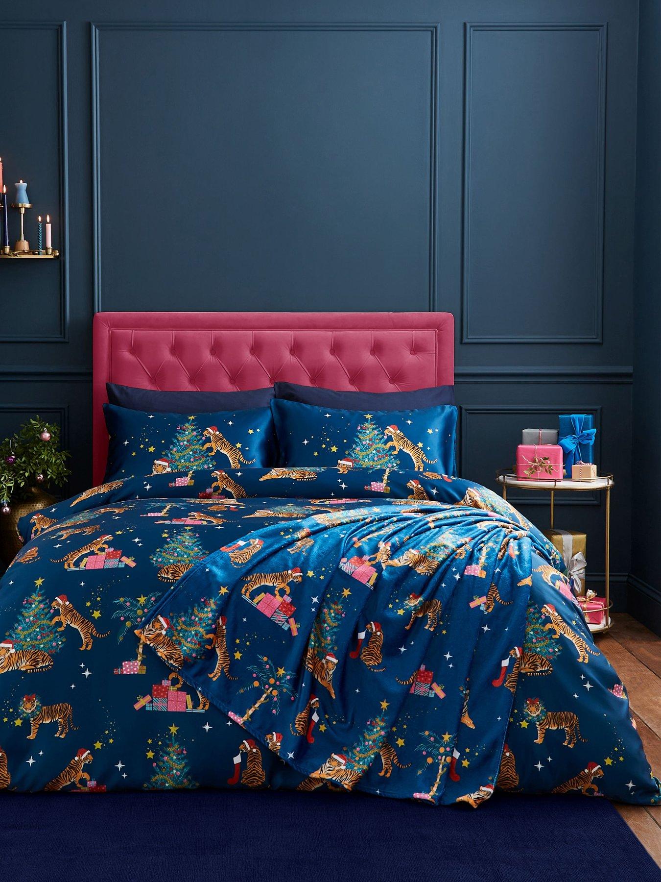 Product photograph of Catherine Lansfield Christmas Tiger Duvet Cover Set from very.co.uk