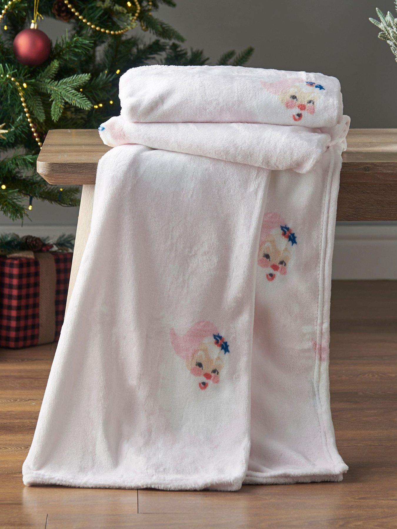 undefined Vintage Christmas Santa Throw 130 X 170Cm - Pink