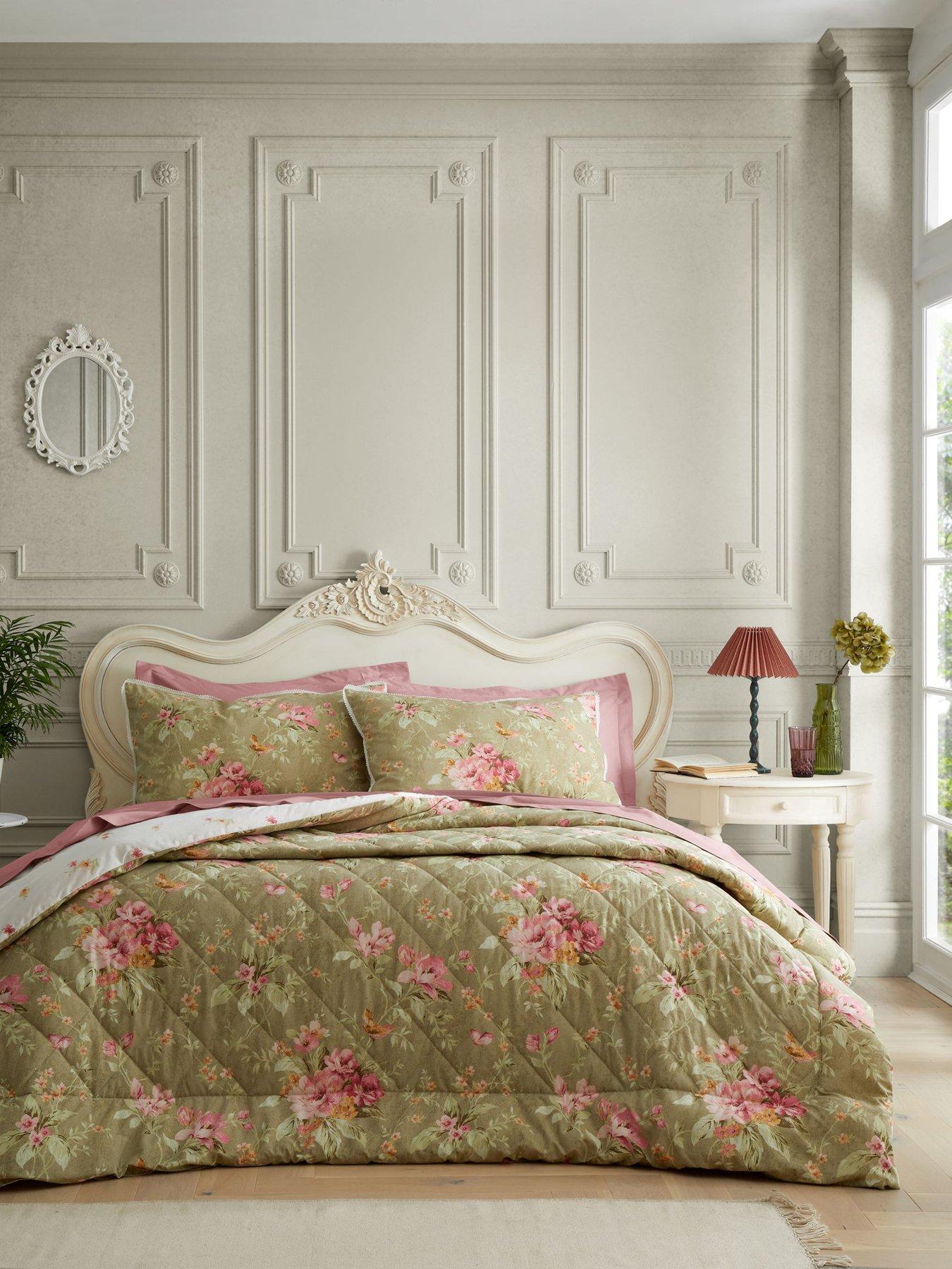 Product photograph of Bridgerton By Catherine Lansfield Penelope Floral Bedspread 200x200cm from very.co.uk