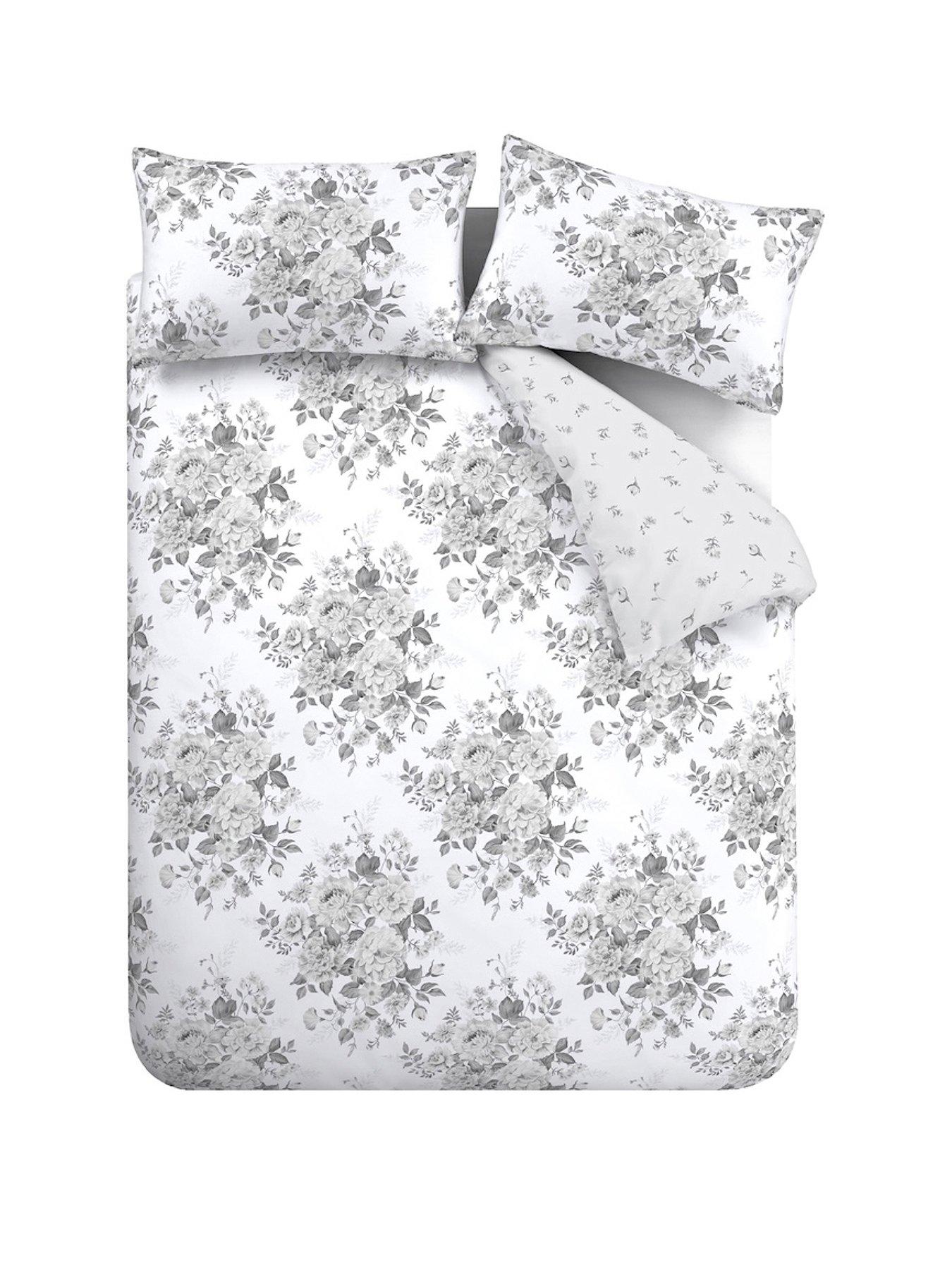 Image 2 of 7 of Catherine Lansfield Grey Floral Duvet Cover Set
