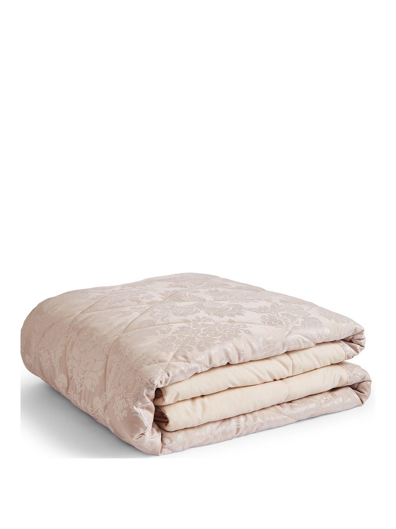 Image 2 of 3 of Catherine Lansfield Damask Jacquard Bedspread Throw - Champagne