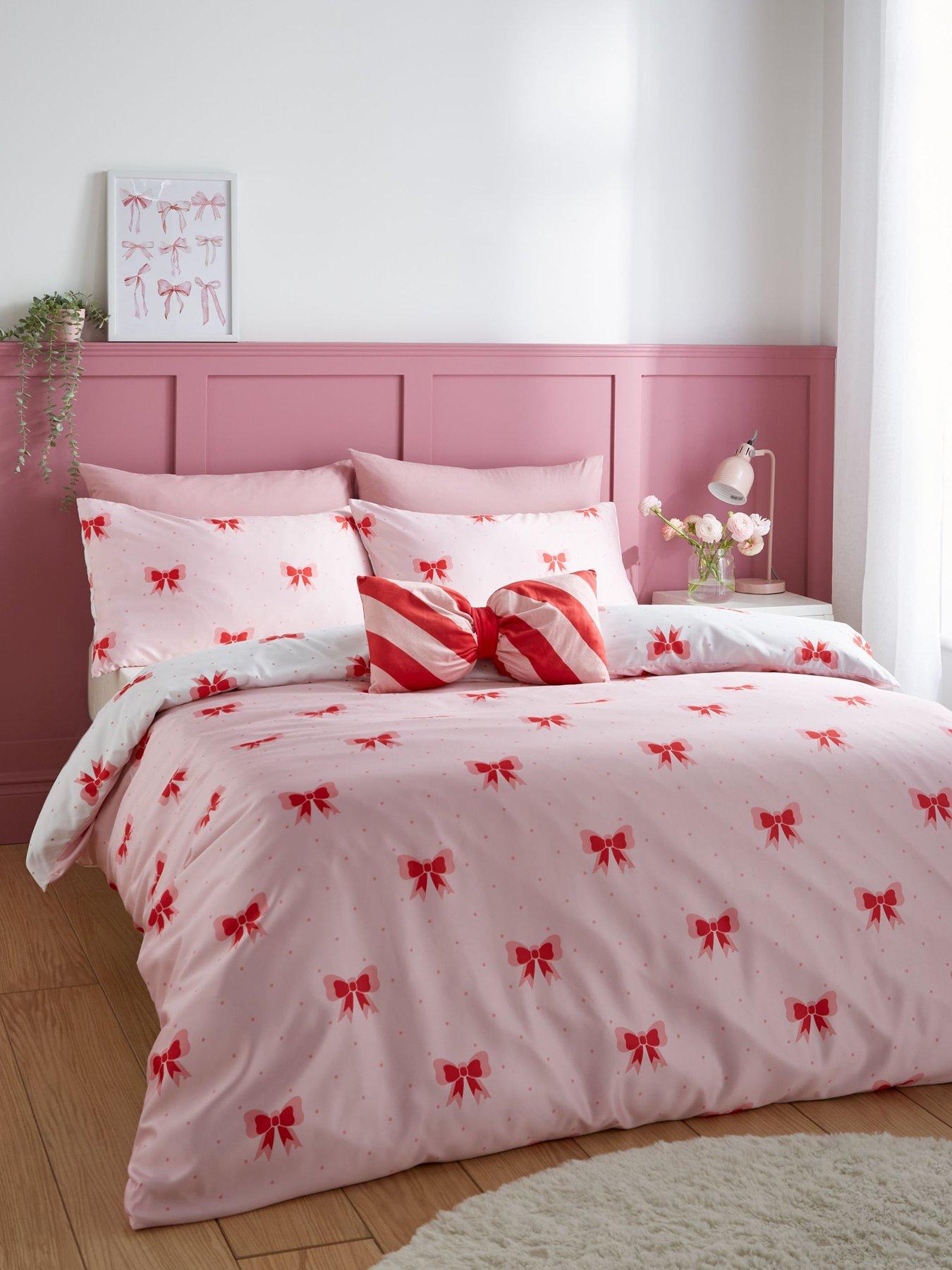 Product photograph of Sassy B Dotty Bows Duvet Cover Set - Pink from very.co.uk