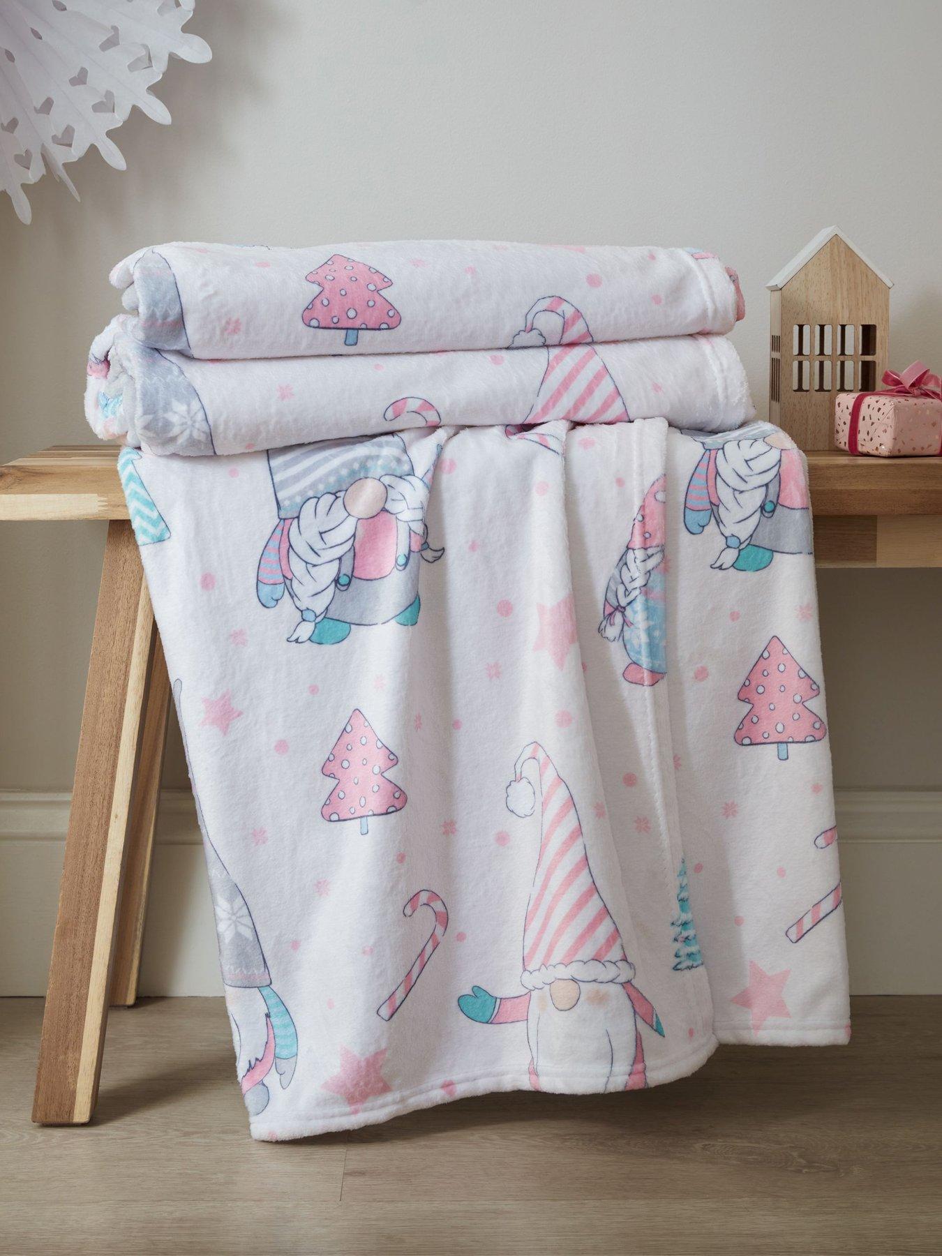 Product photograph of Catherine Lansfield Christmas Festive Gnomes Throw- Pink - 130 X 170cm from very.co.uk