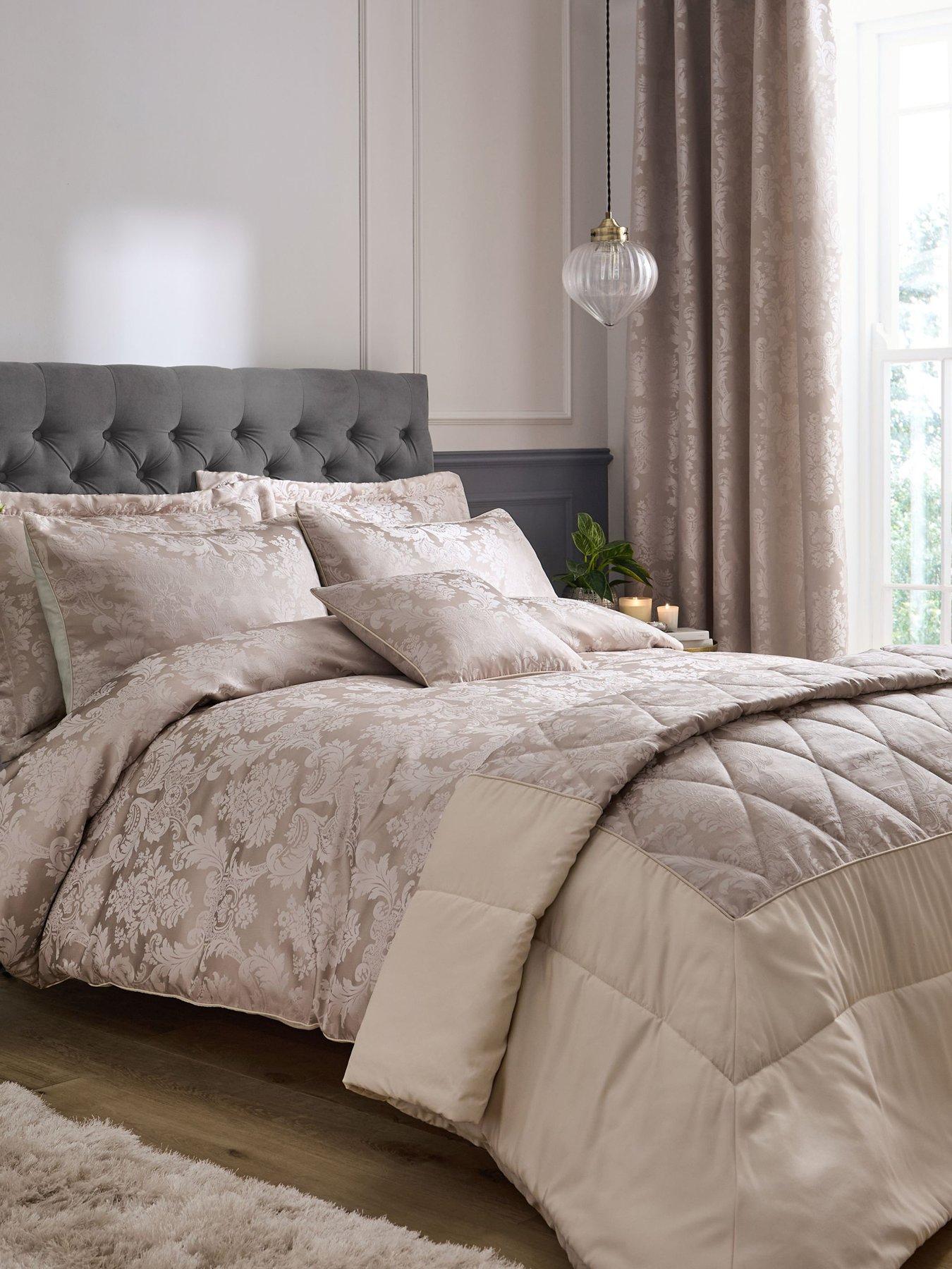 Image 3 of 3 of Catherine Lansfield Damask Jacquard Pillow Pair - Champagne