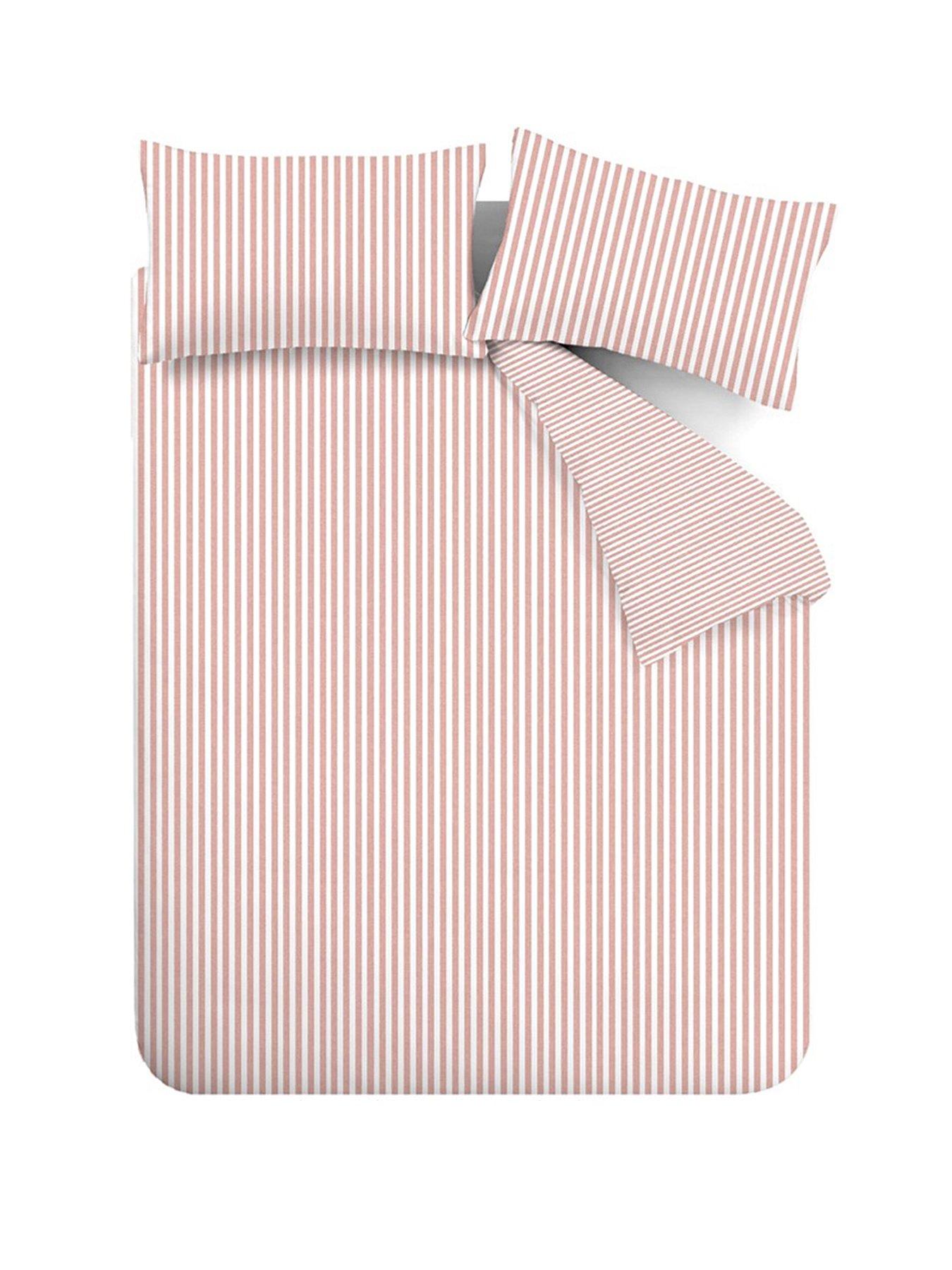 Image 2 of 5 of Catherine Lansfield Brushed 100% Cotton Stripe Blush Duvet Set
