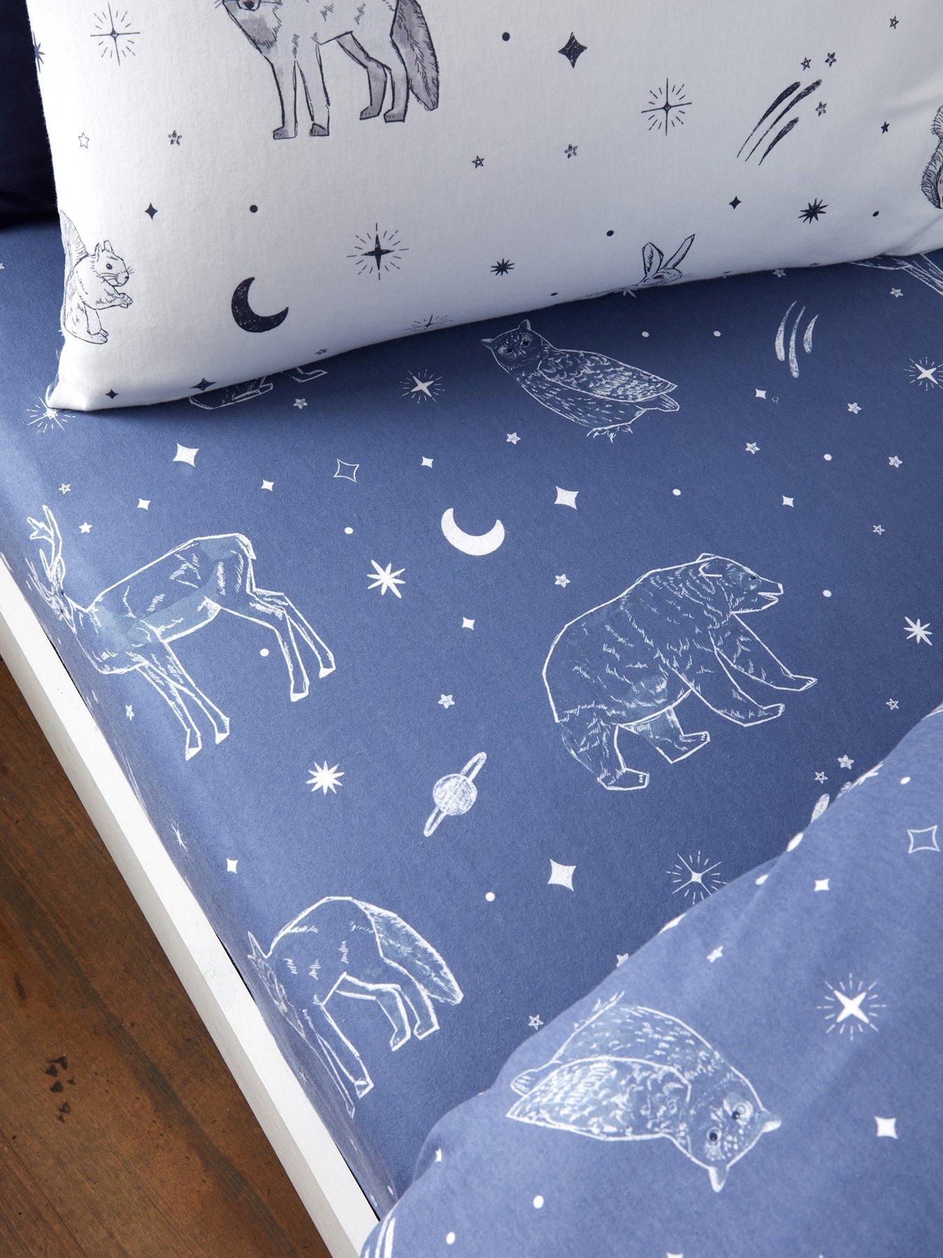 Product photograph of Bianca Starlight Animals 100 Cotton Fitted Sheet from very.co.uk