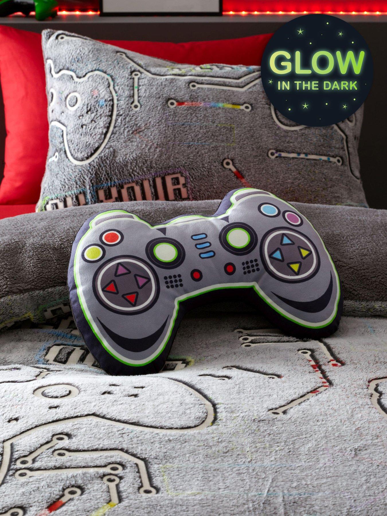 Catherine Lansfield Game Over Glow In The Dark 3D Cushion - Black