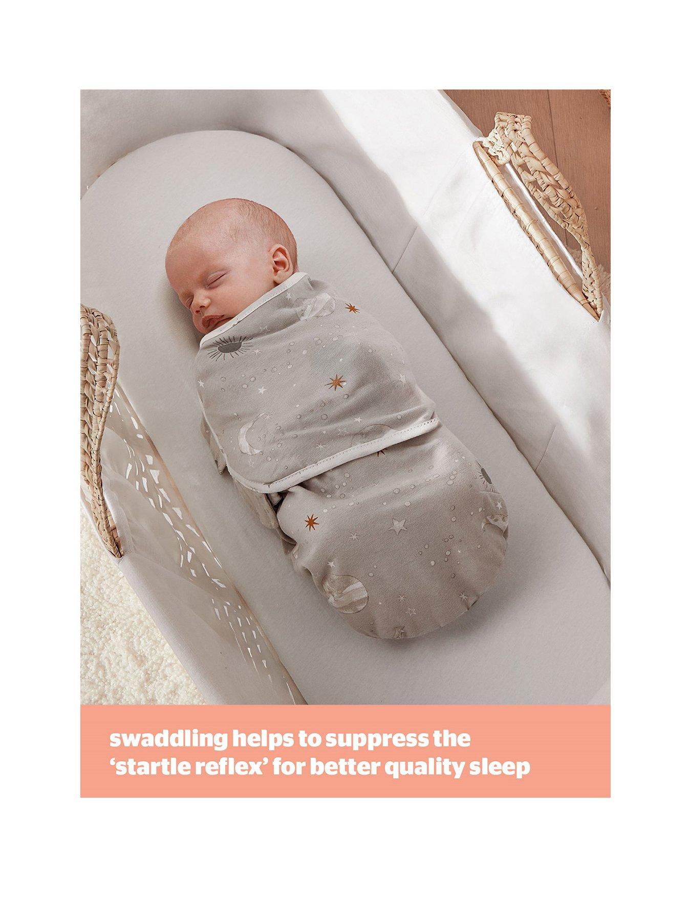 Image 3 of 7 of Silentnight Safe Nights 3 x Pack Swaddles - Velcro Tab Fastening - Celestial Moon and Star Print