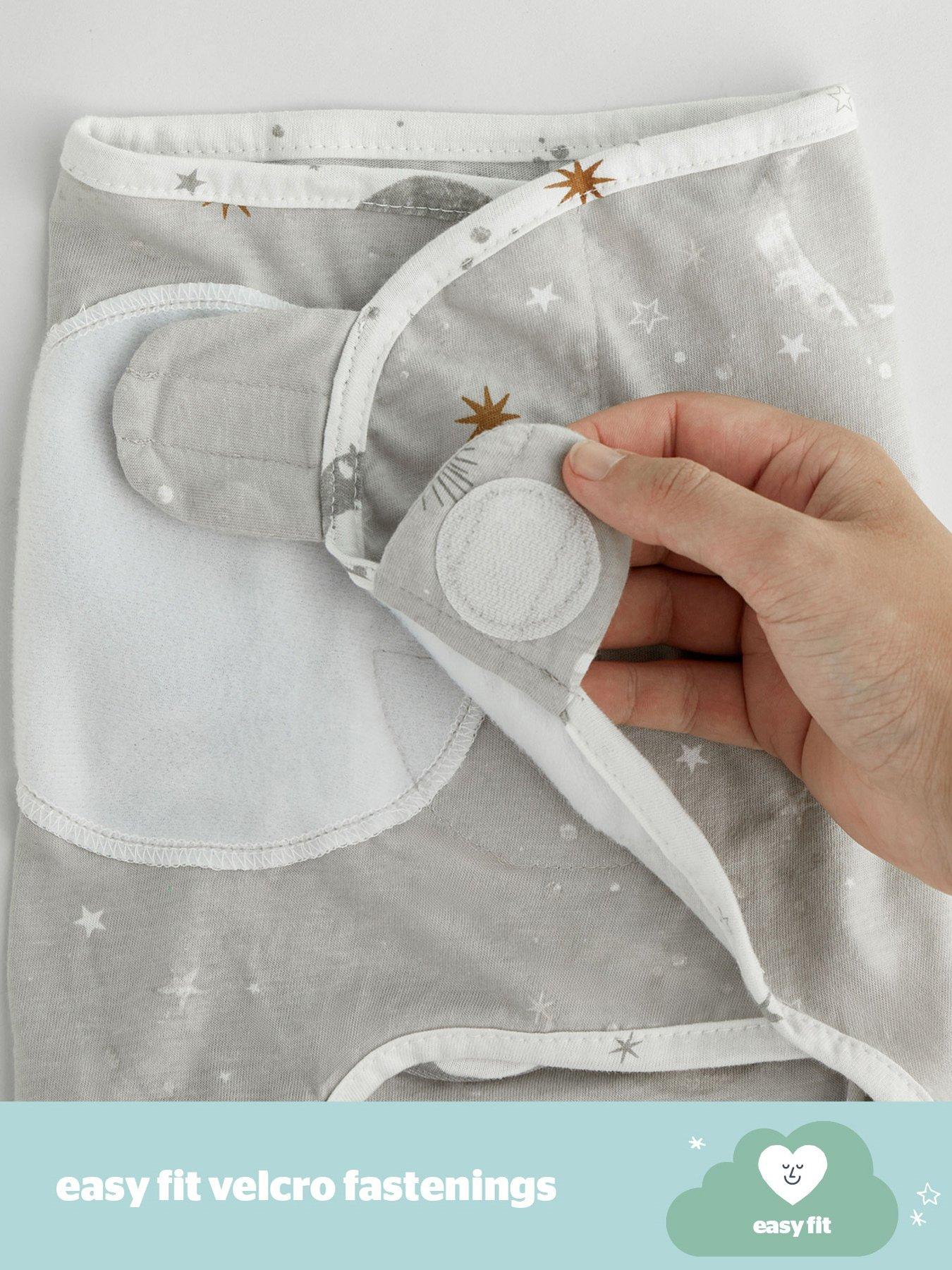 Image 6 of 7 of Silentnight Safe Nights 3 x Pack Swaddles - Velcro Tab Fastening - Celestial Moon and Star Print