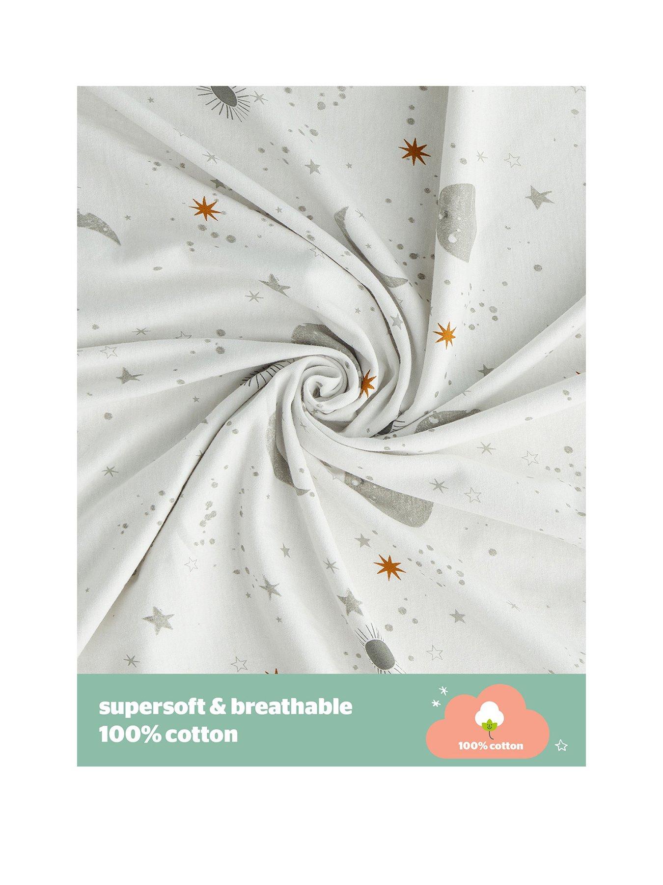 Image 3 of 7 of Silentnight Safe Nights 100% Cotton Cot Bed Duvet Cover Set - Celestial Moon &amp; Stars Print