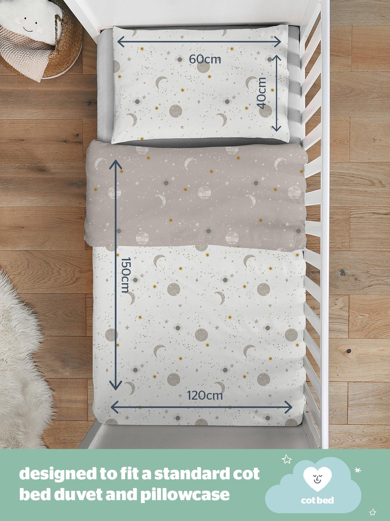 Image 4 of 7 of Silentnight Safe Nights 100% Cotton Cot Bed Duvet Cover Set - Celestial Moon &amp; Stars Print