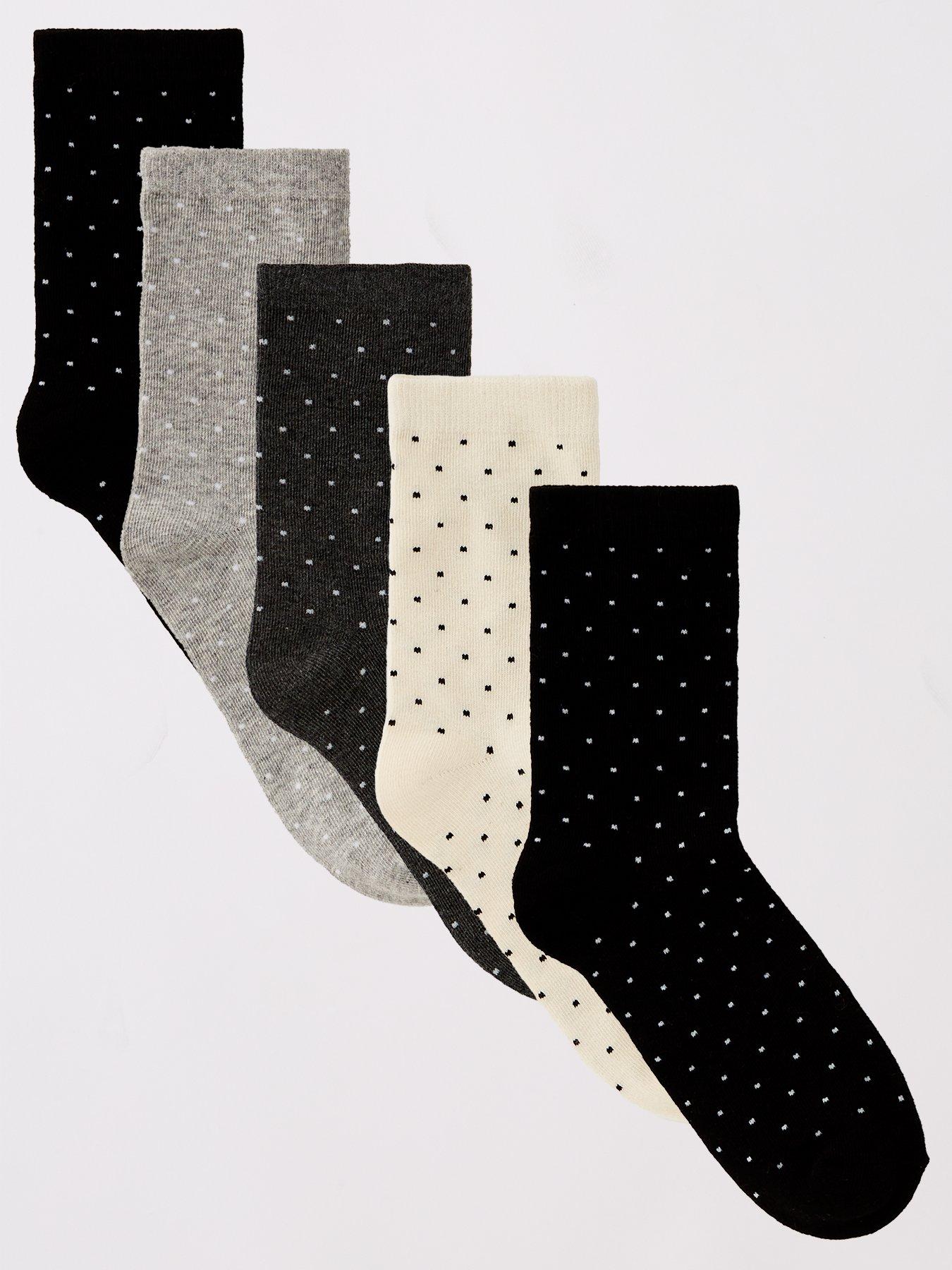 undefined 5Pk Printed Mono Polka Dot Ankle Socks - Multi