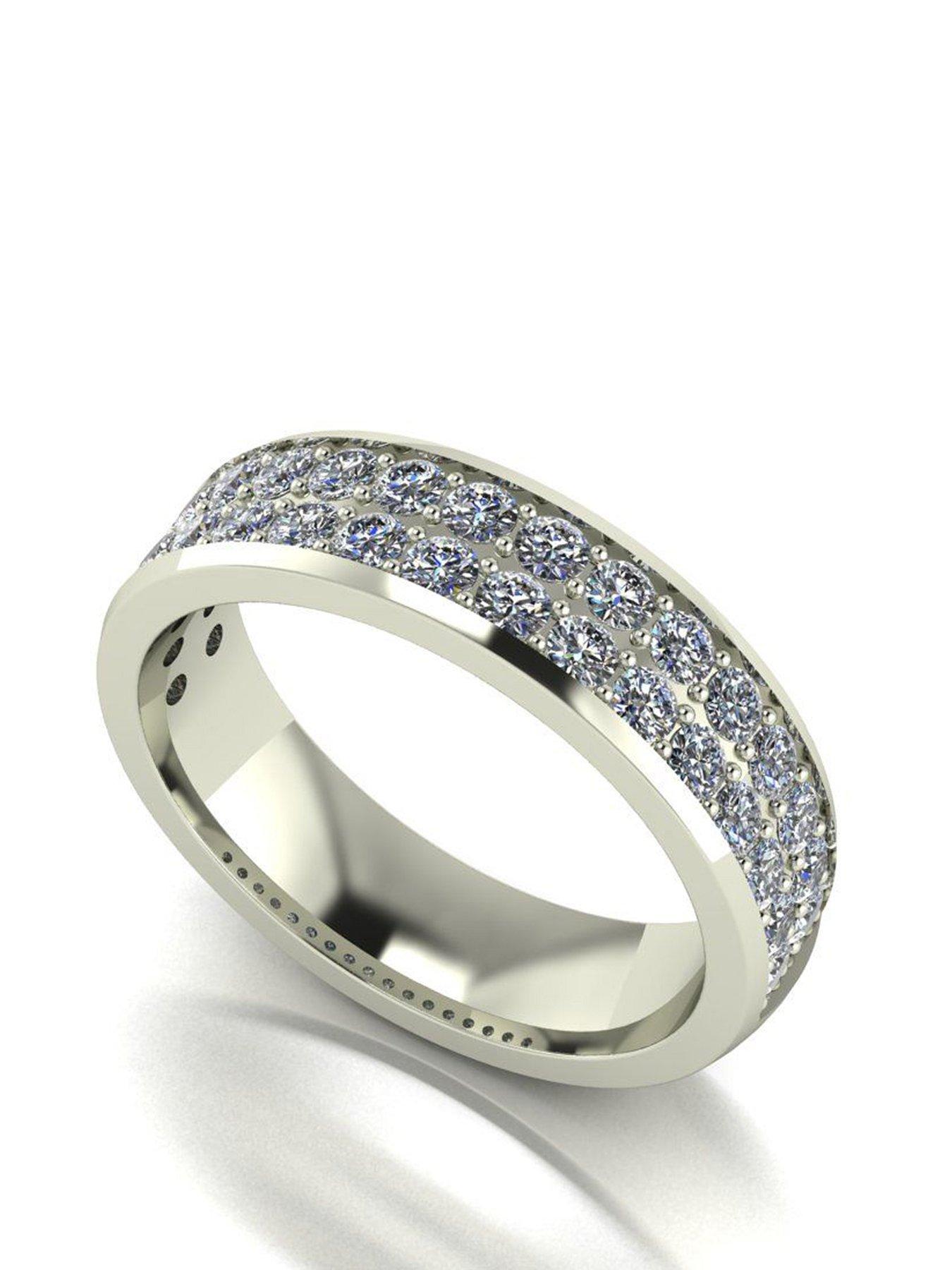 undefined 9ct White Gold 1ct total Round Brilliant Moissanite Band Ring