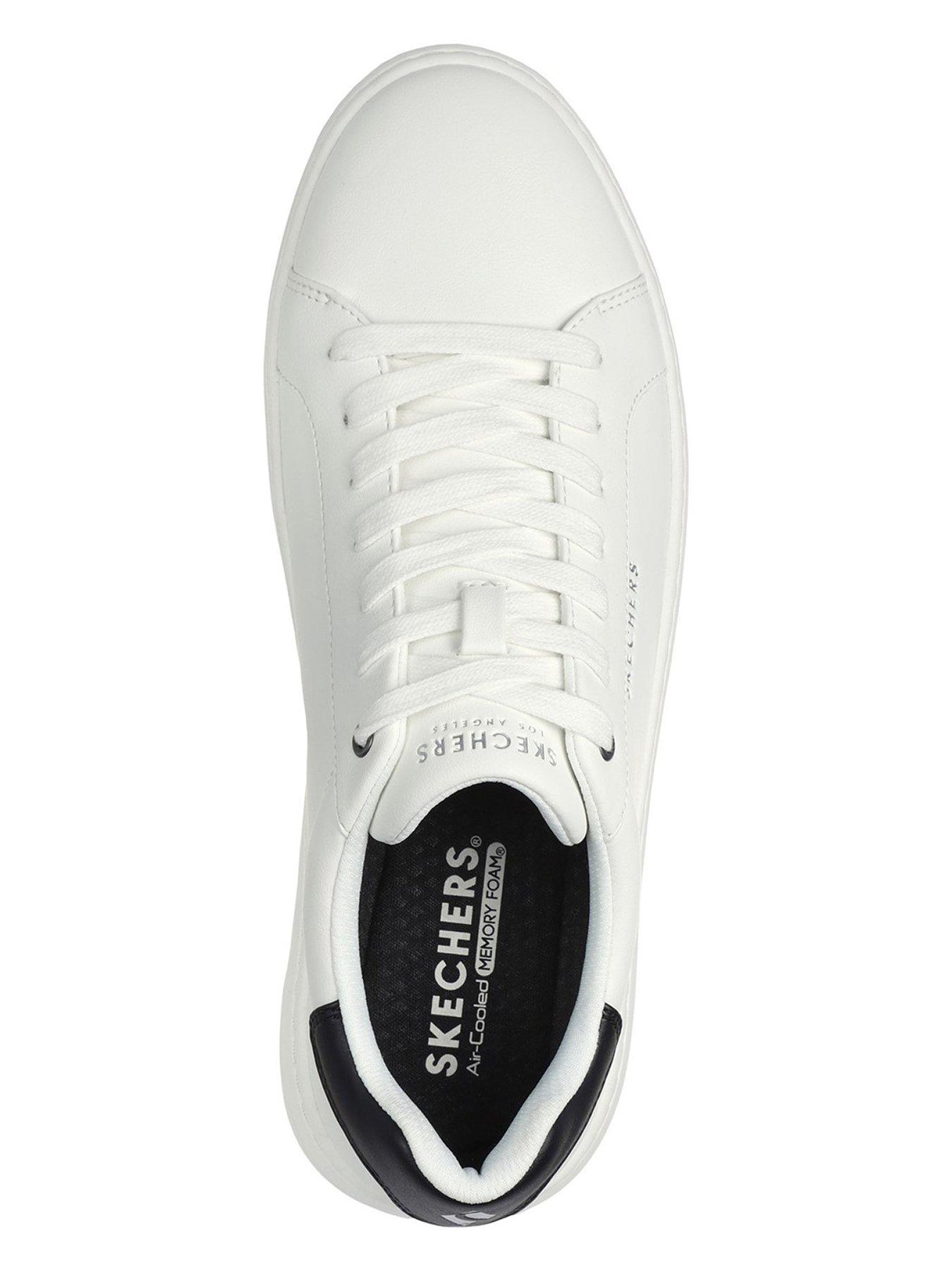 Mens white leather skechers hotsell