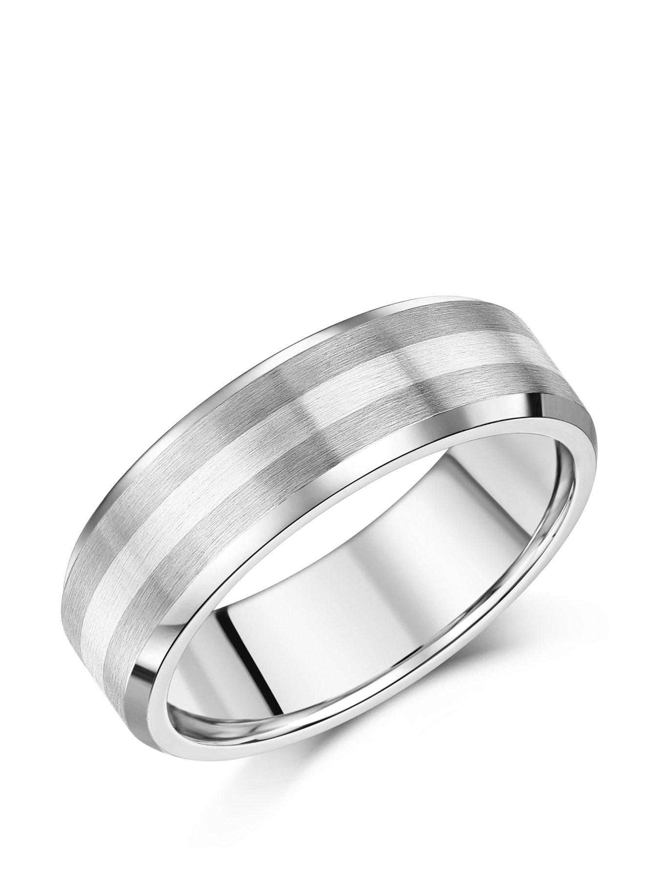undefined 7mm Silver Inlay Titanium Ring