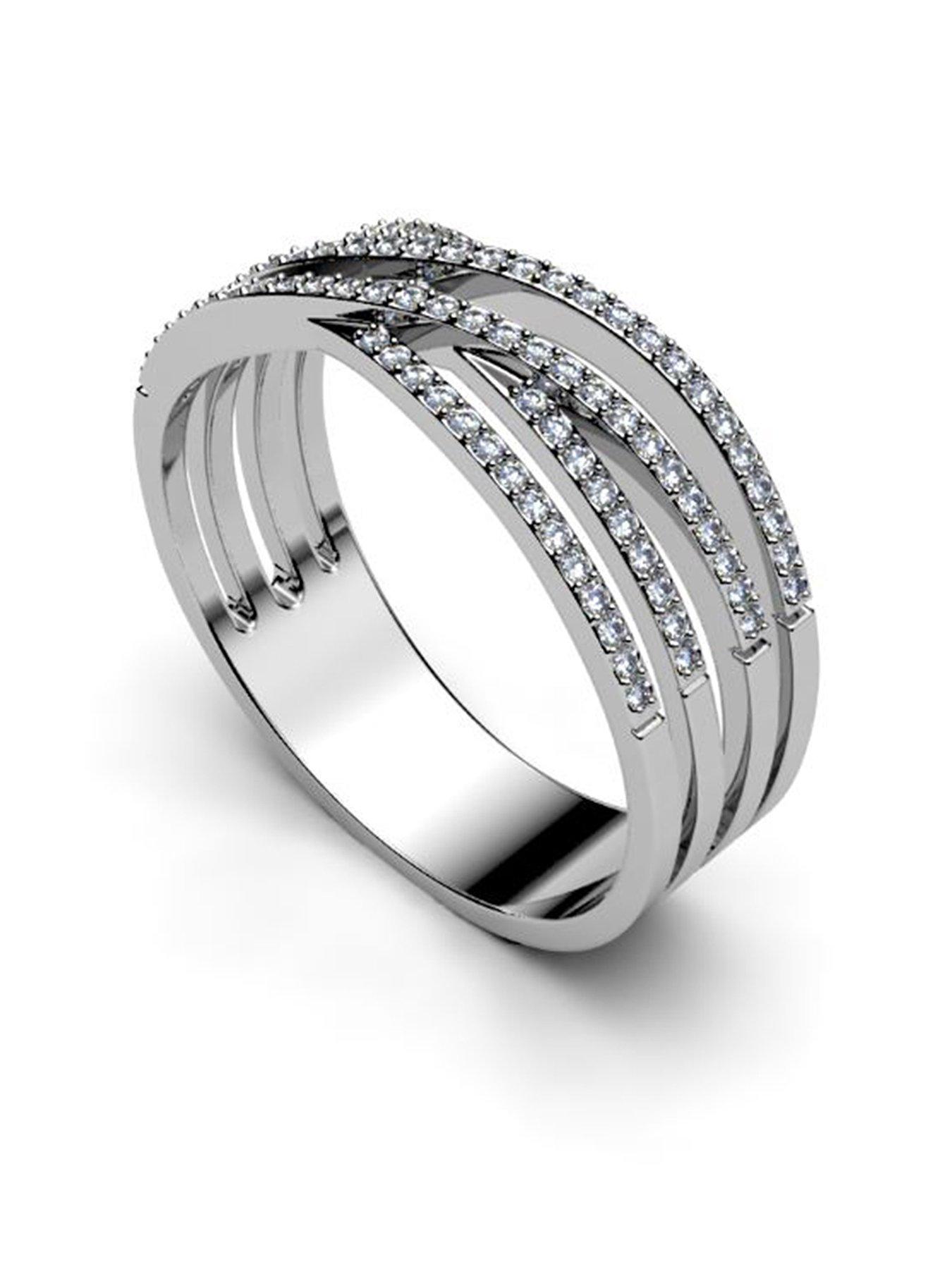 Product photograph of Moissanite 9kw Moissanite Multi Band Twist Ring from very.co.uk