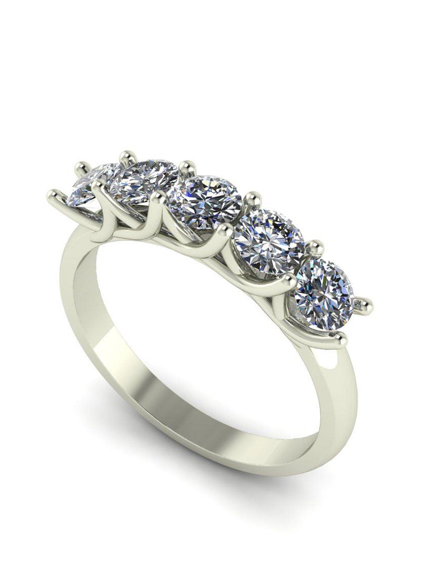 Product photograph of Moissanite 9ct White Gold 5 Stone 1 25ct Moissanite Eternity Ring from very.co.uk