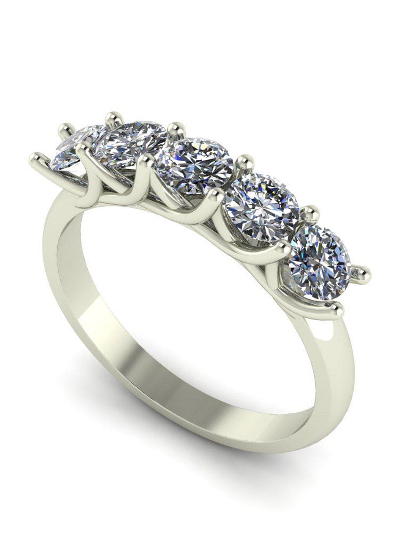 Moissanite 9ct White Gold 5 stone 1.25ct Moissanite Eternity Ring