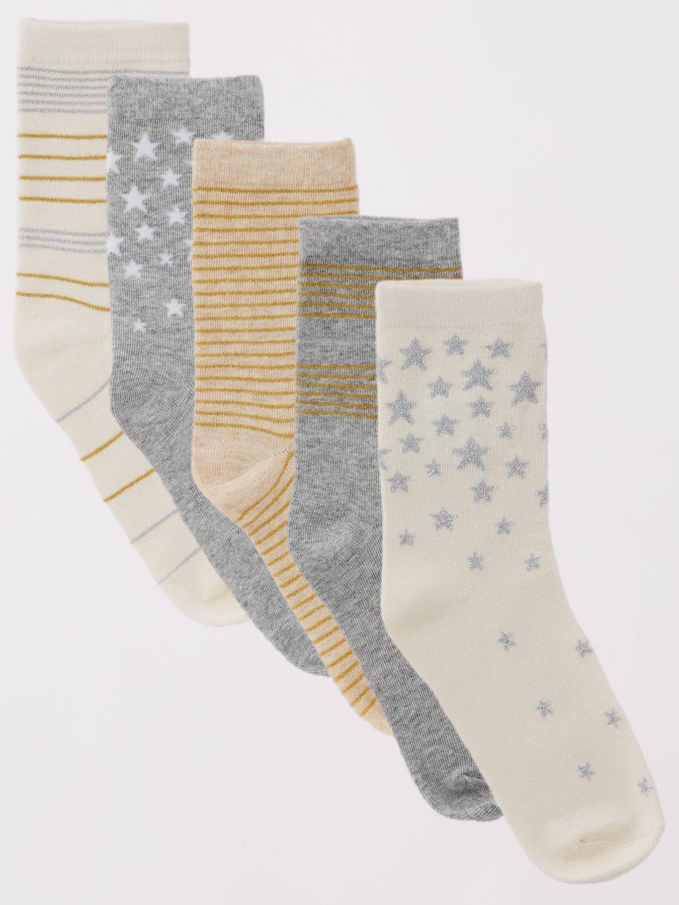 undefined 5Pk Printed Lurex Ankle Socks - Multi