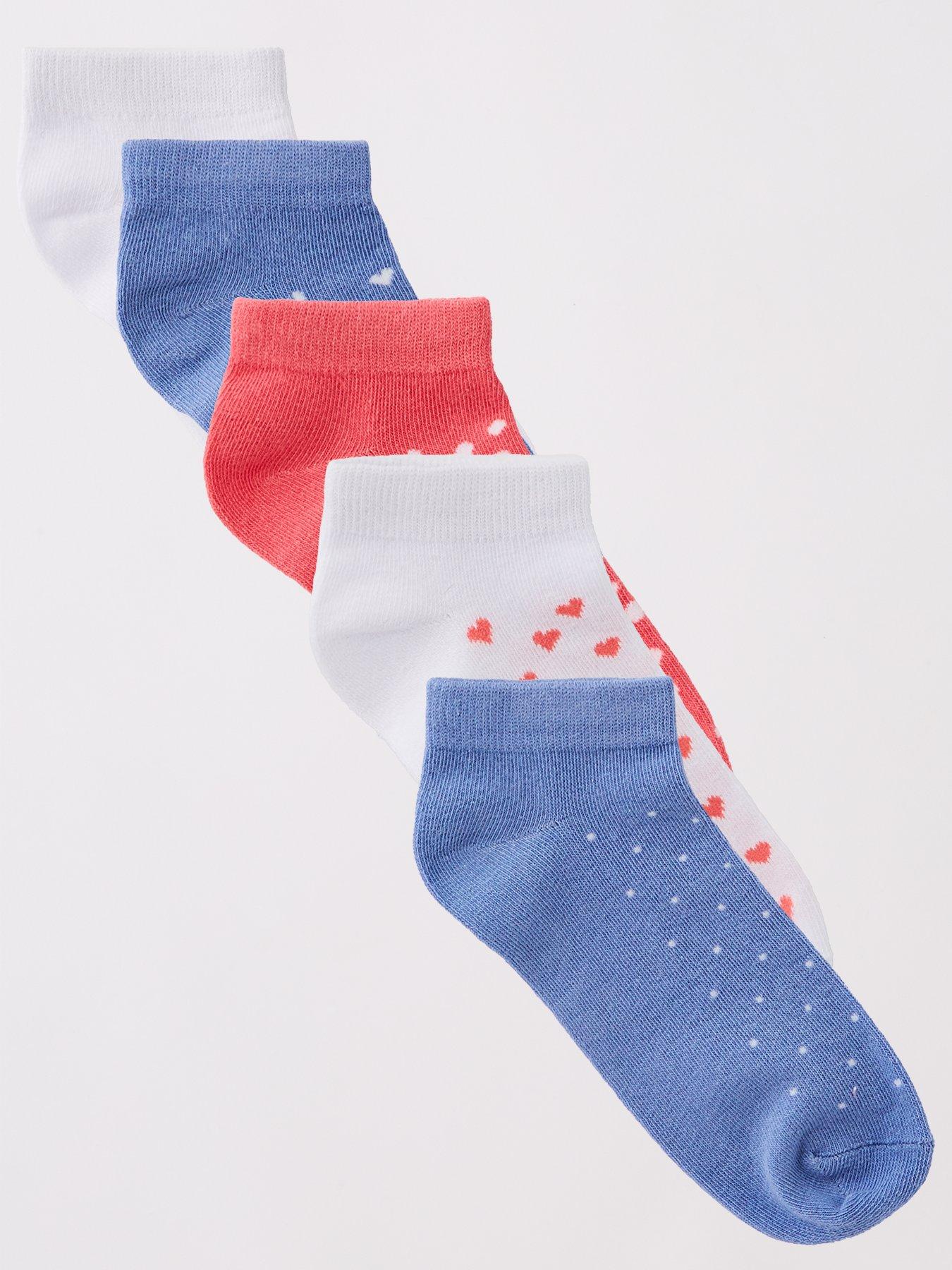 undefined 5Pk Print Hearts And Polka Dot Trainer Liner Socks - Multi