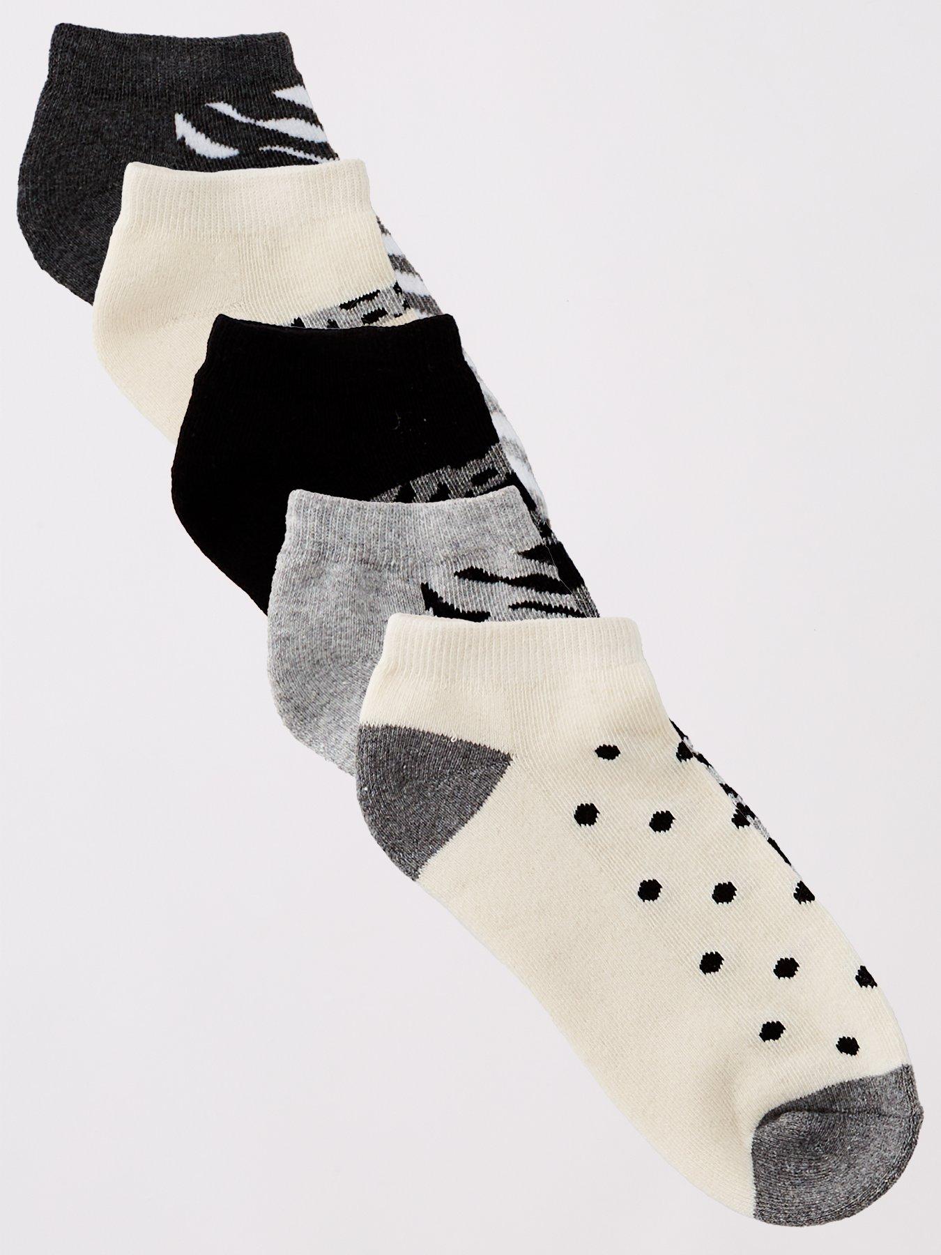Image 1 of 4 of Everyday 5Pk Print Mono Animal Trainer Liner Socks - Multi