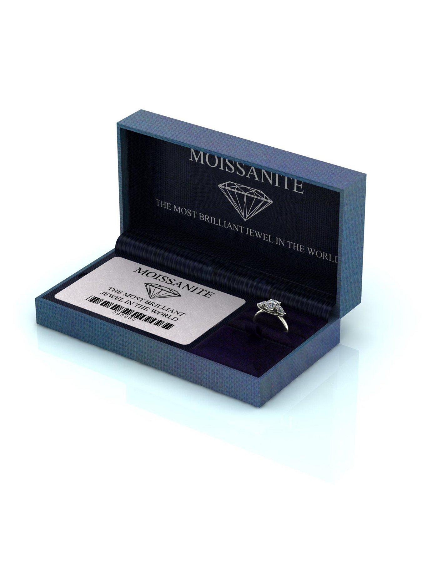 Image 5 of 6 of Moissanite 9ct White Gold 2ct total Pear Shaped Trilogy Ring