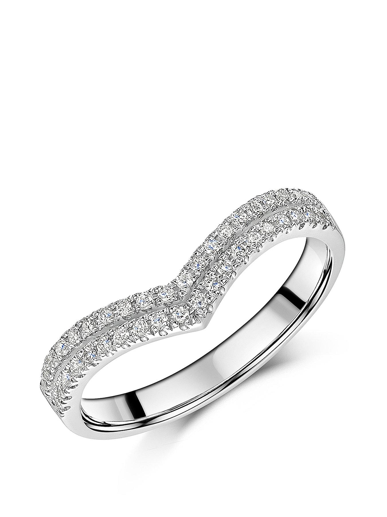 undefined 9ct White Gold Diamond Wishbone Ring